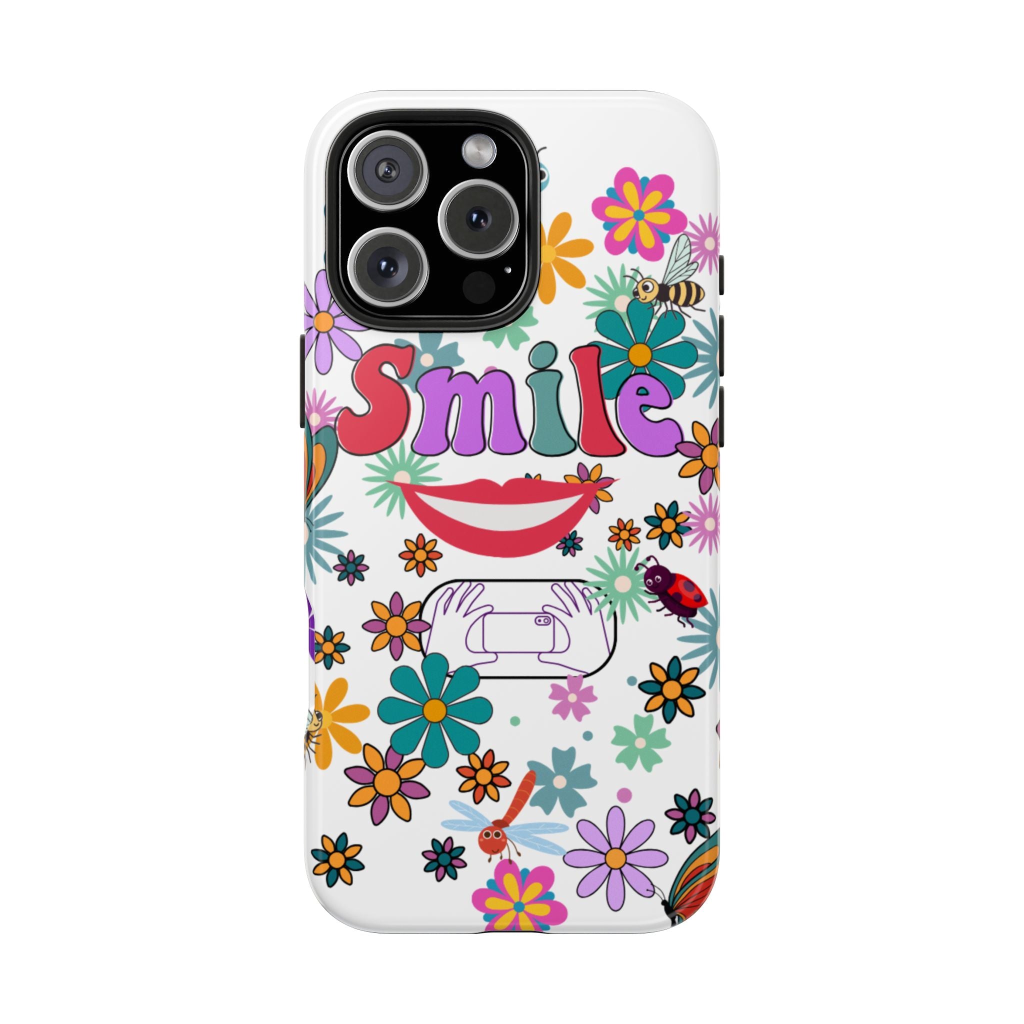 Smile Floral Phone Case — Colorful Retro Flower Power Protective Case