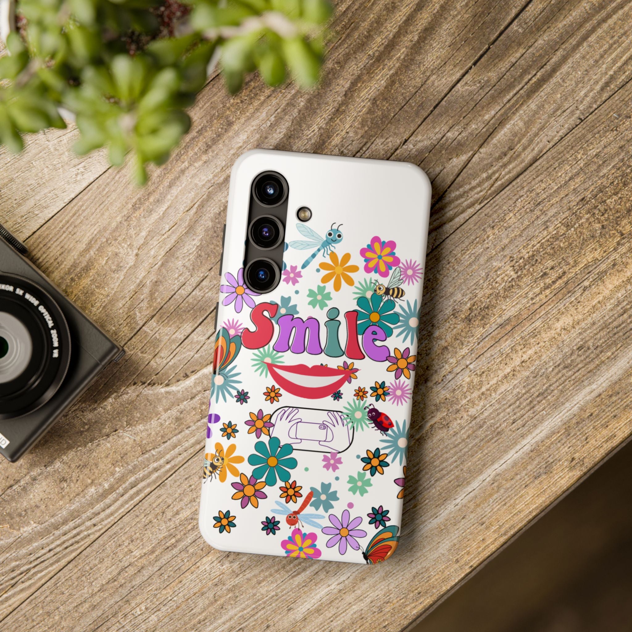 Smile Floral Phone Case — Colorful Retro Flower Power Protective Case