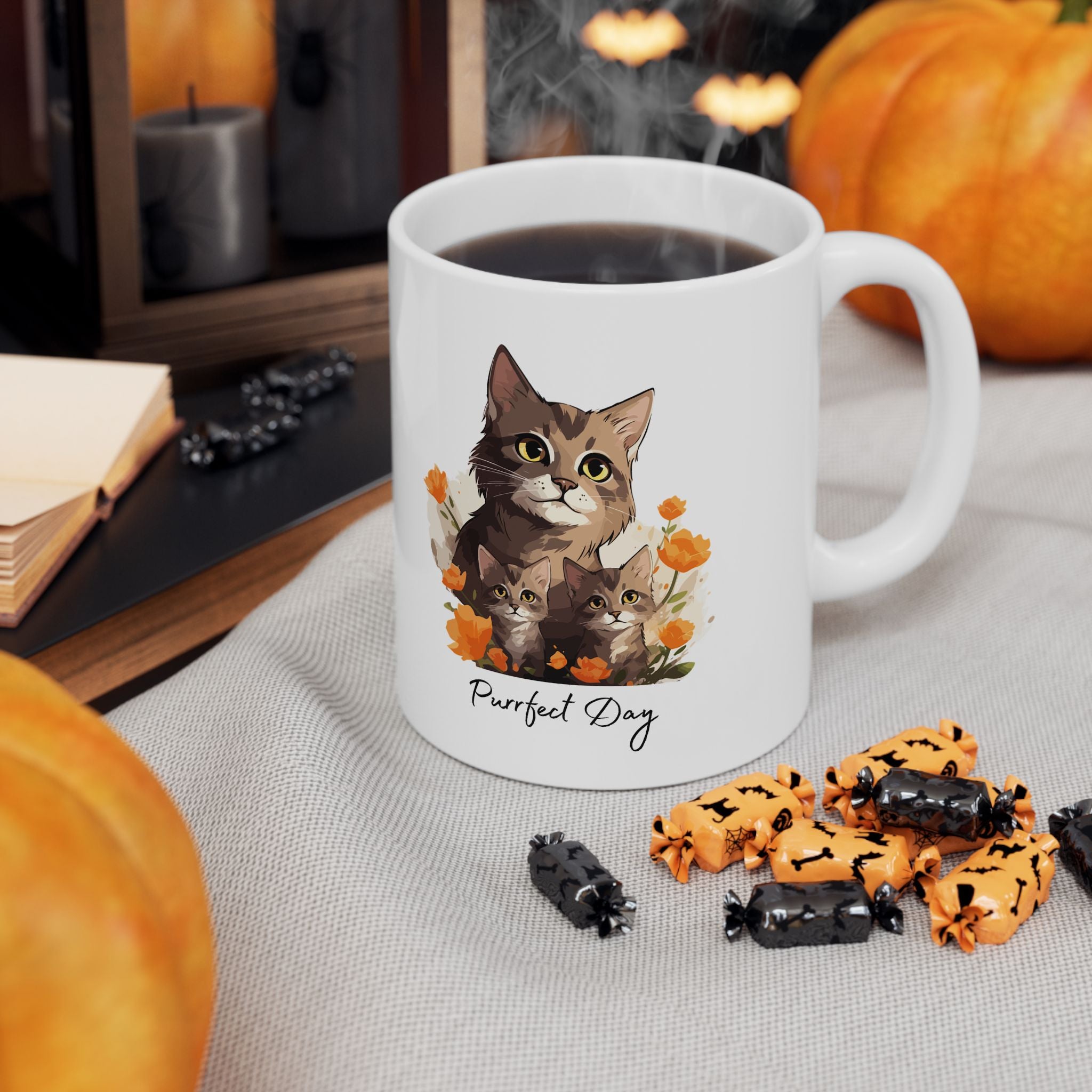 Cat Mom Floral Ceramic Mug (11oz/15oz) - Mug