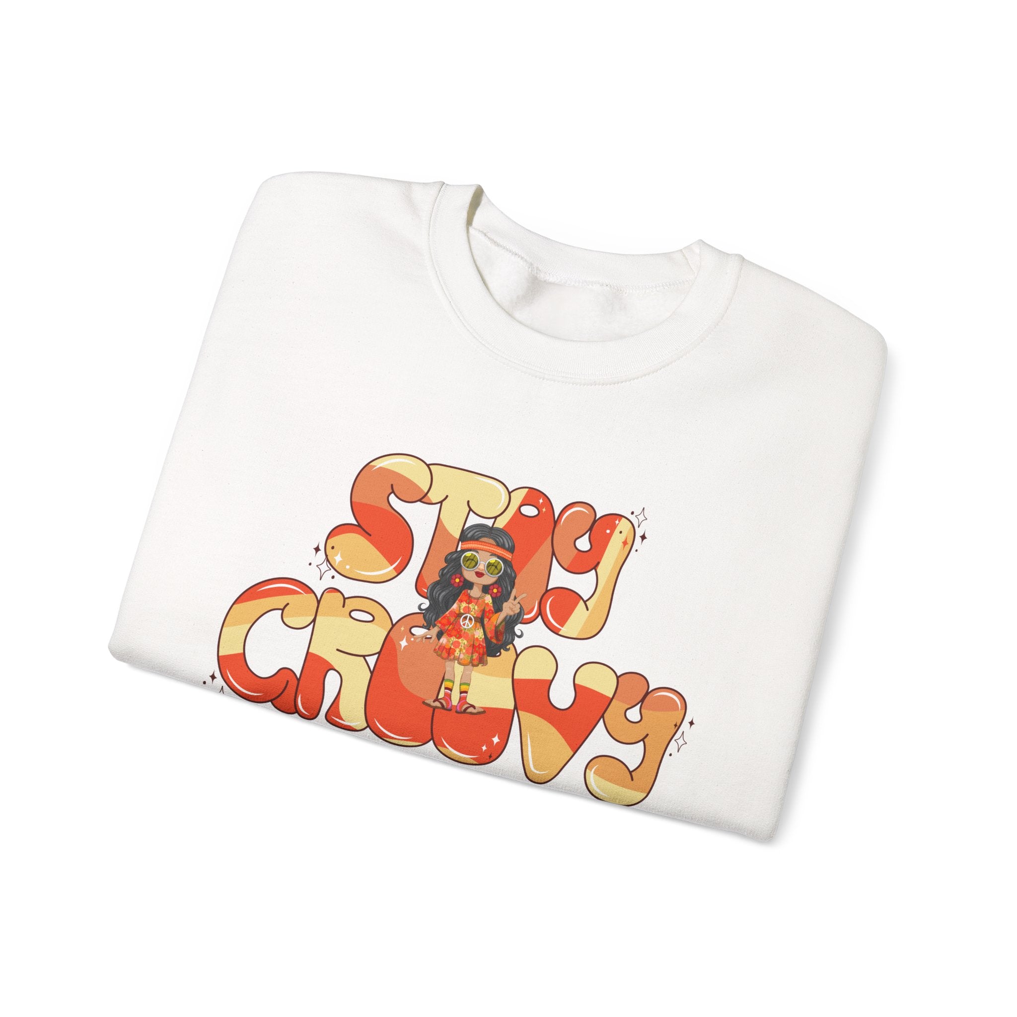 Stay Groovy Sweatshirt — Retro 70s Vibe 'Stay Groovy' White