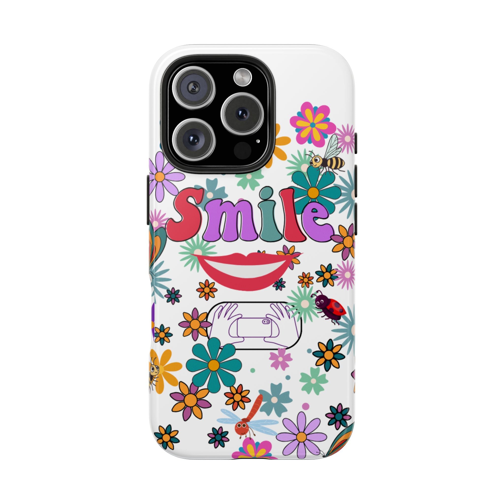 Smile Floral Phone Case — Colorful Retro Flower Power Protective Case