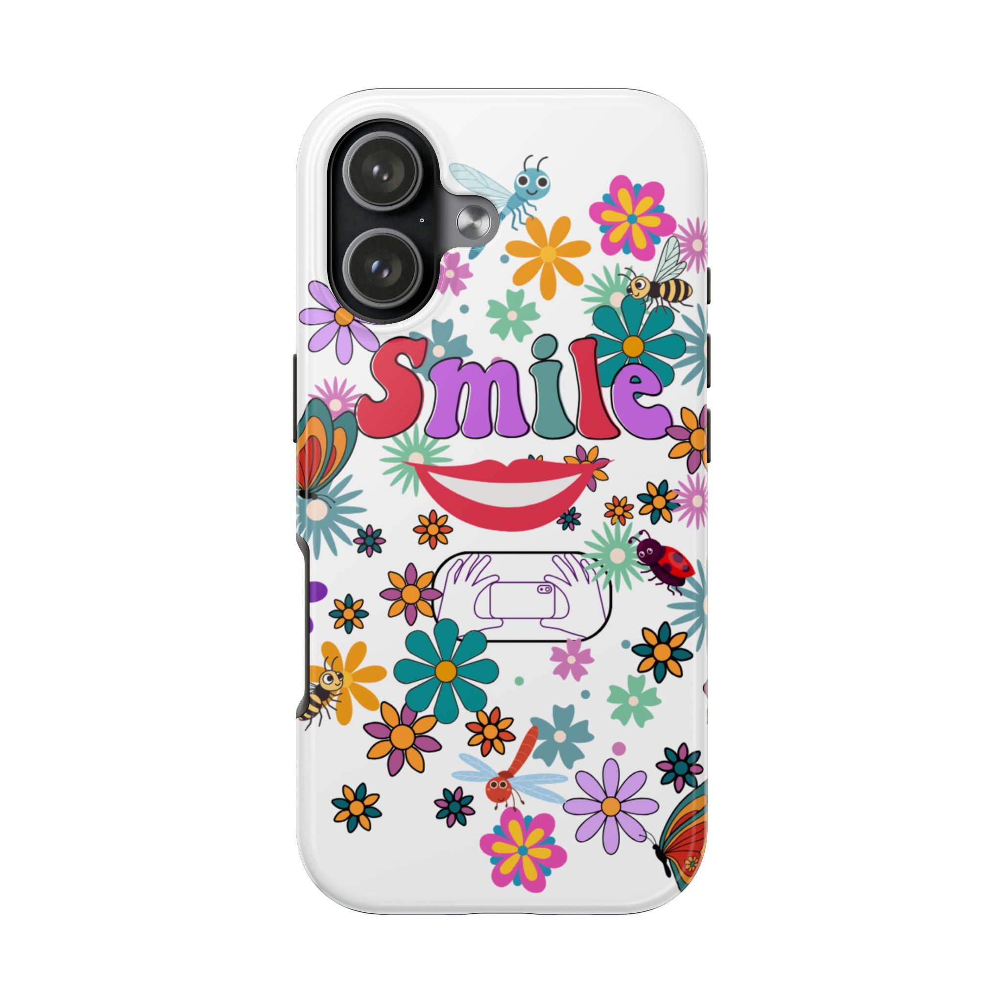 Smile Floral Phone Case — Colorful Retro Flower Power Protective Case