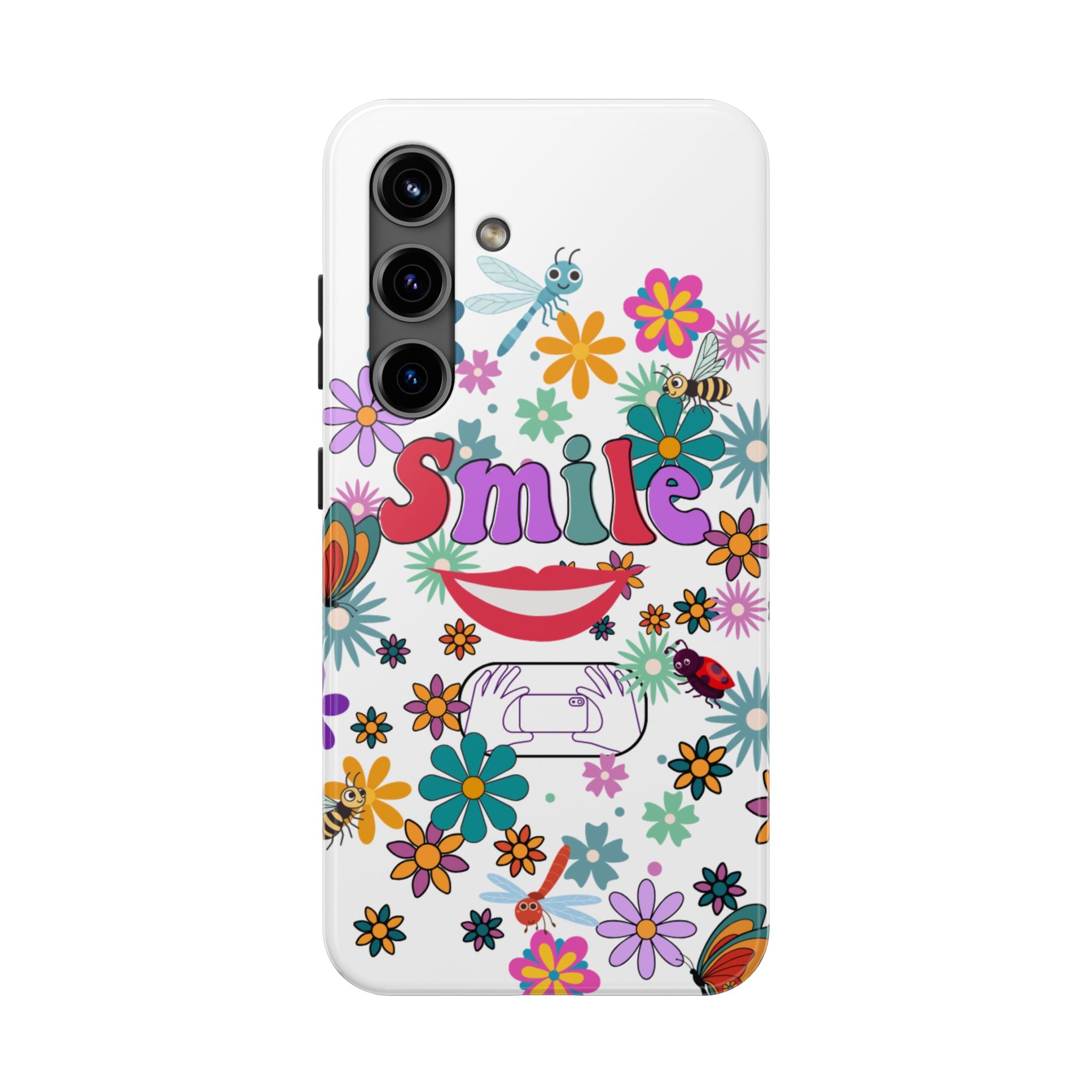 Smile Floral Phone Case — Colorful Retro Flower Power Protective Case