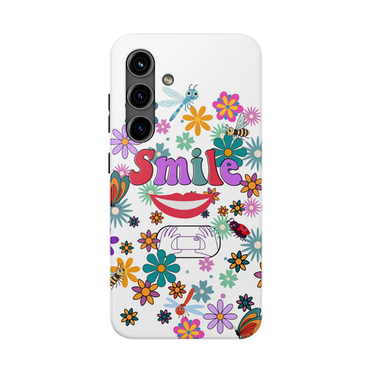 Smile Floral Phone Case — Colorful Retro Flower Power Protective Case
