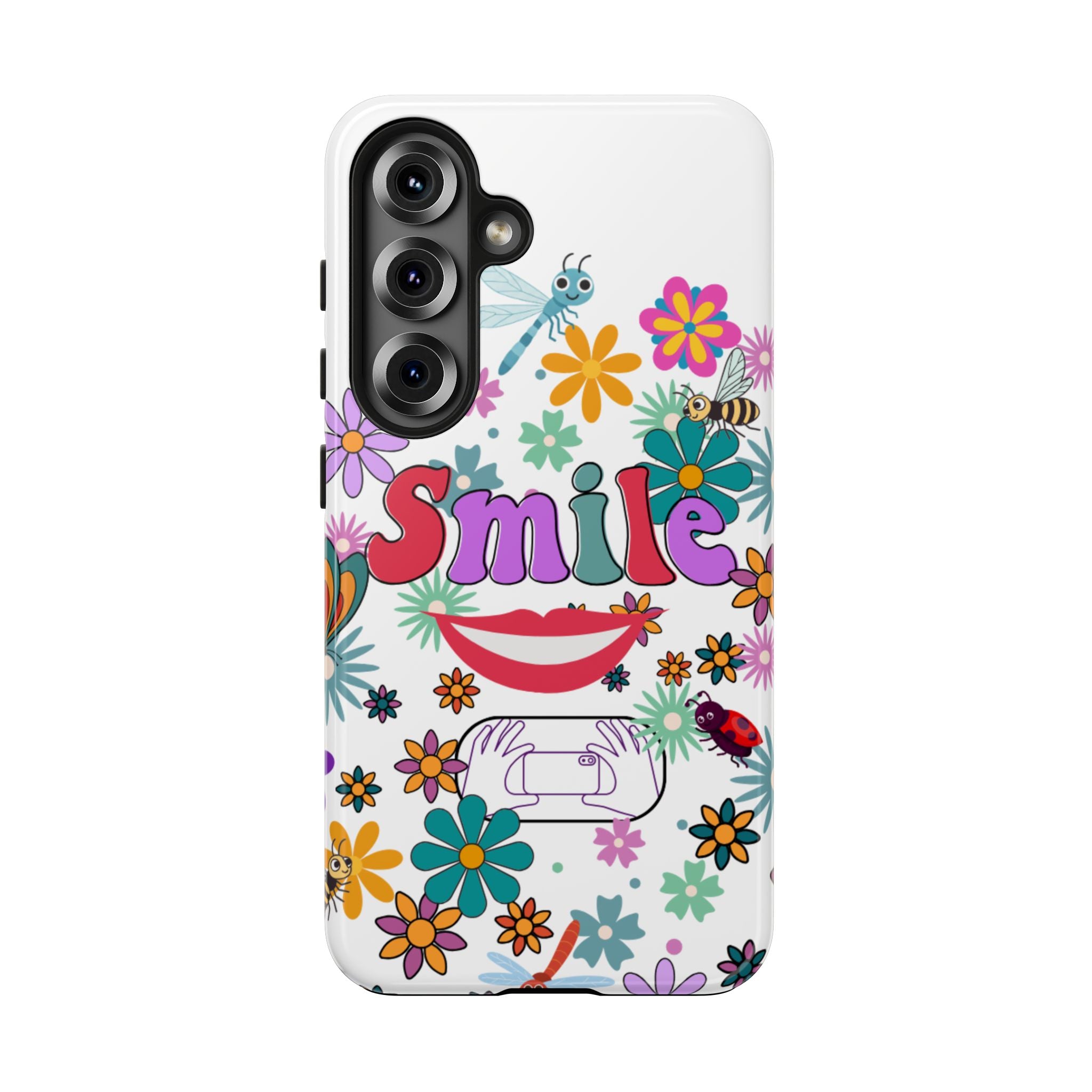 Smile Floral Phone Case — Colorful Retro Flower Power Protective Case