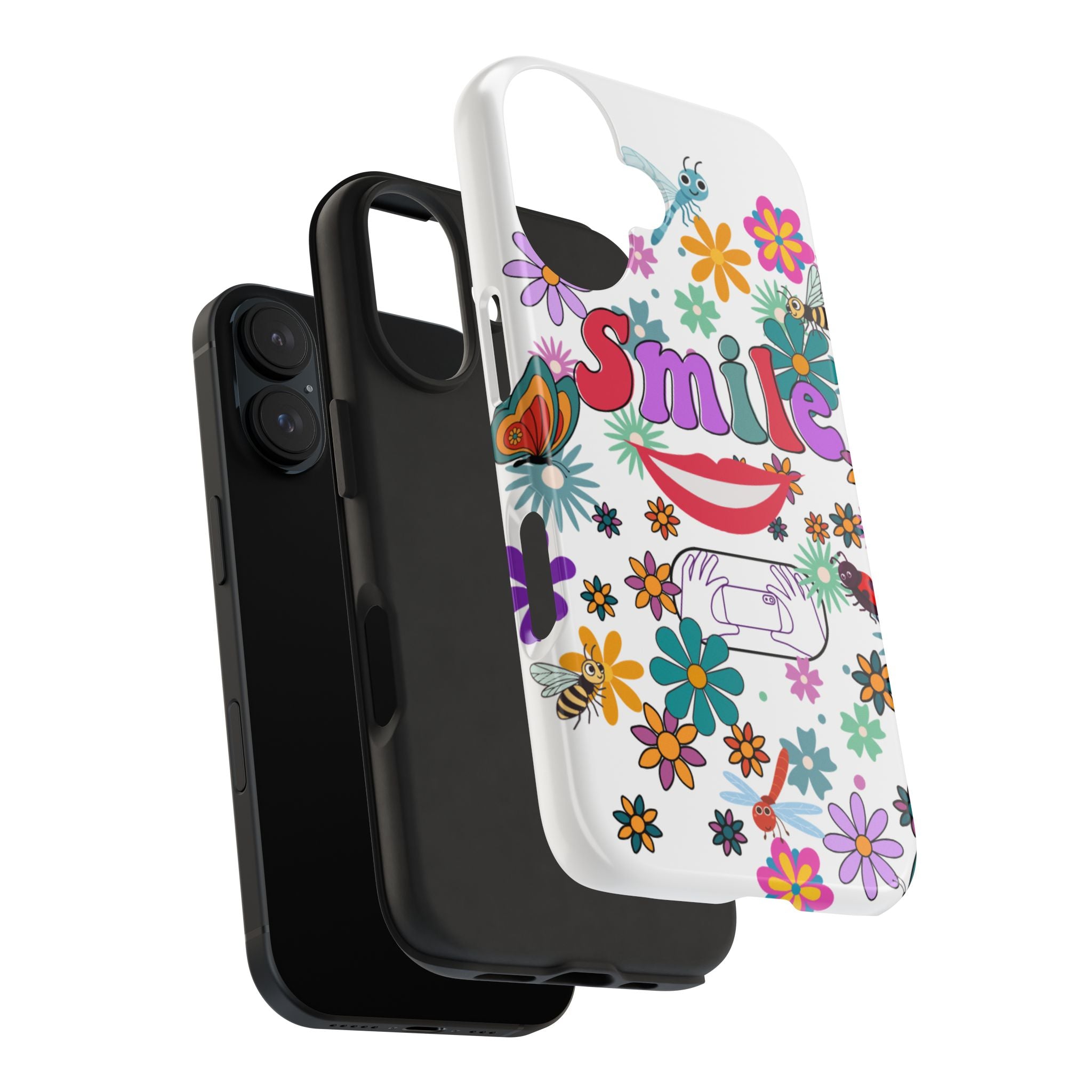 Smile Floral Phone Case — Colorful Retro Flower Power Protective Case