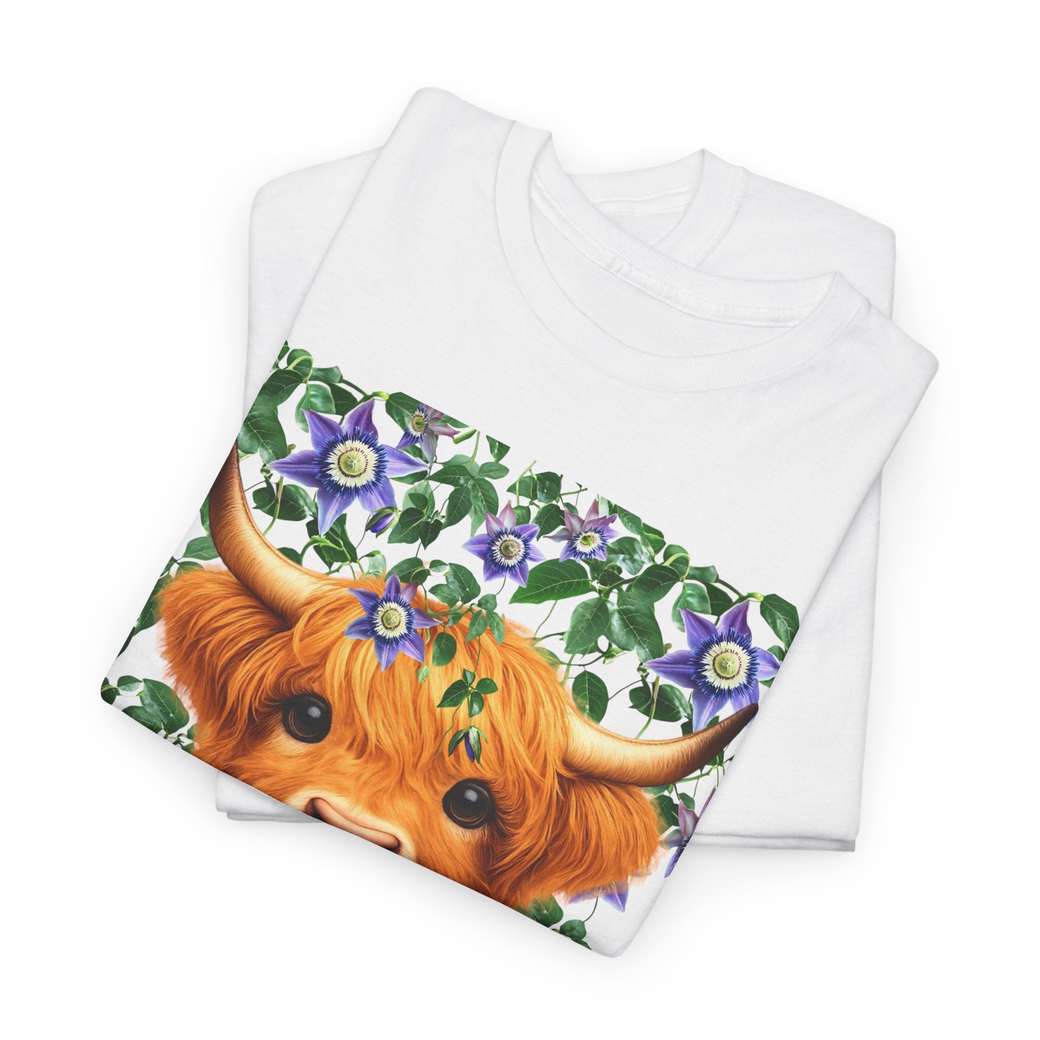 Too Fluffy To Be Grumpy Highland Cow T-Shirt White