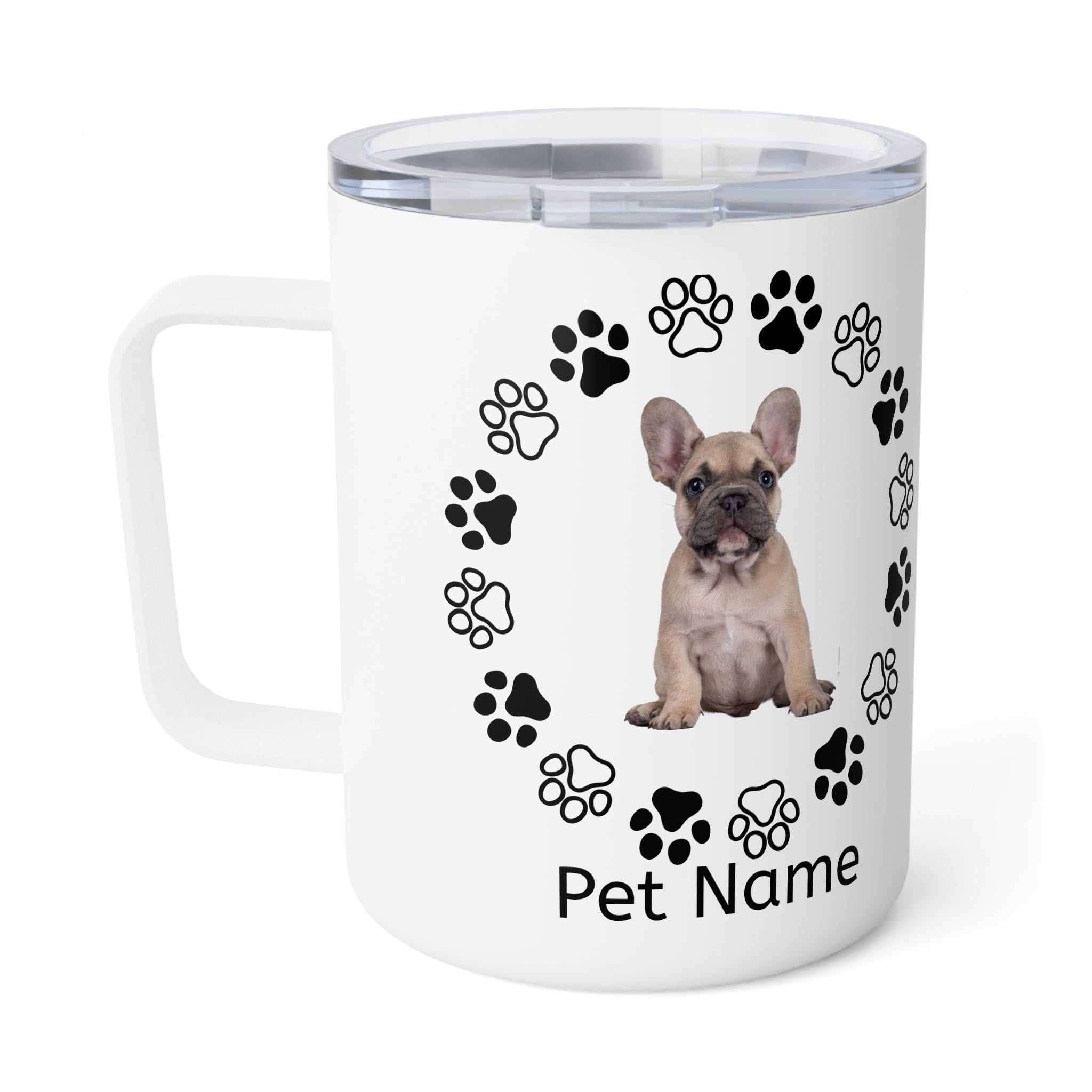 10oz Insulated Dog Lover Coffee Mug — Personalized Paw Print Design