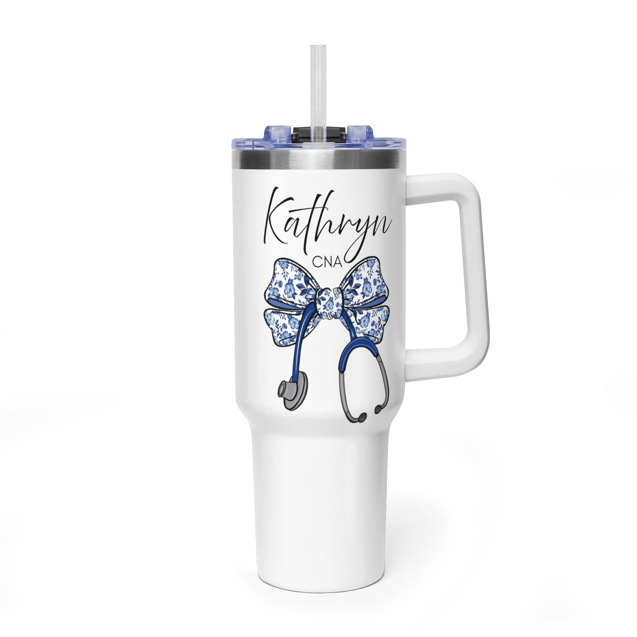 CNA Stethoscope Tumbler 40oz — Personalized Kathryn Nurse Travel Mug