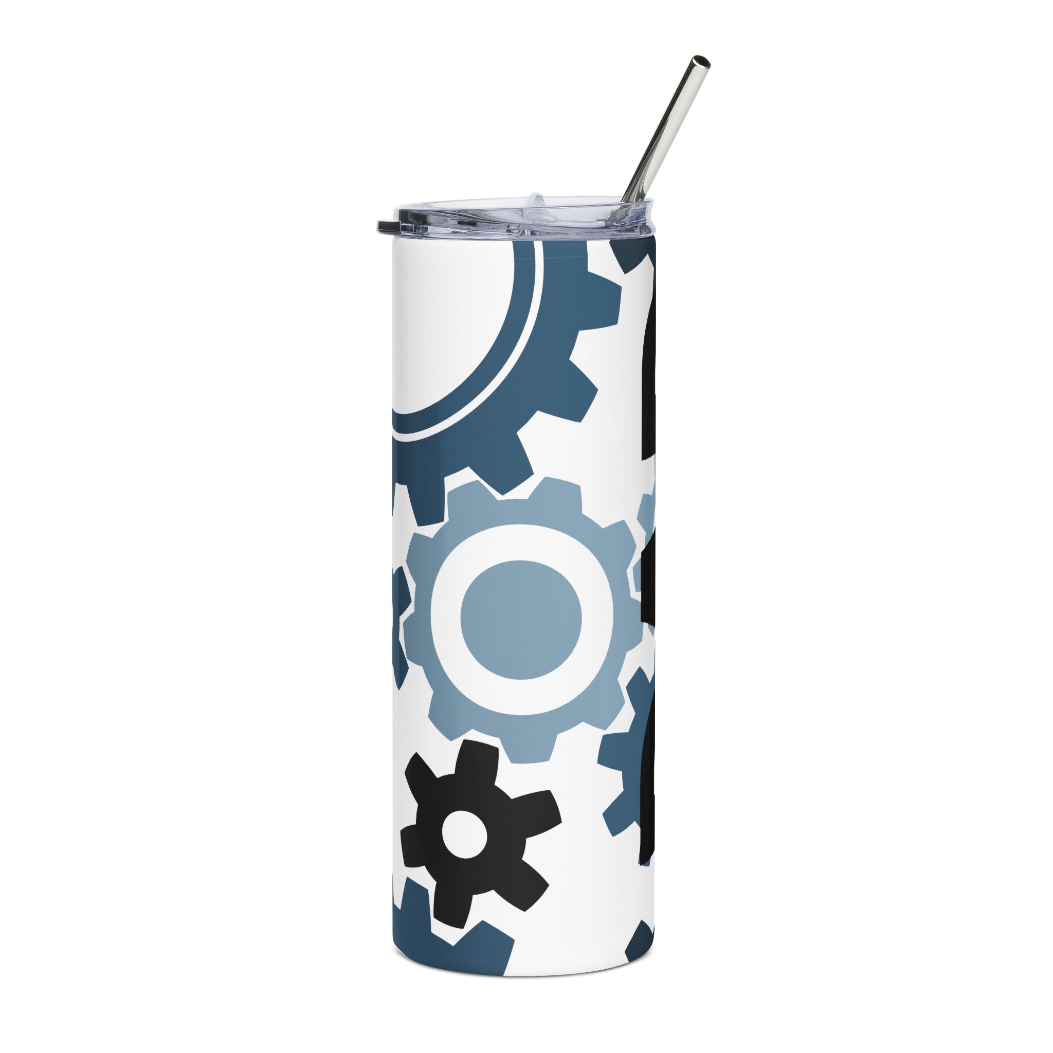 20oz Gear Pattern Stainless Steel Tumbler — Industrial Cog Design