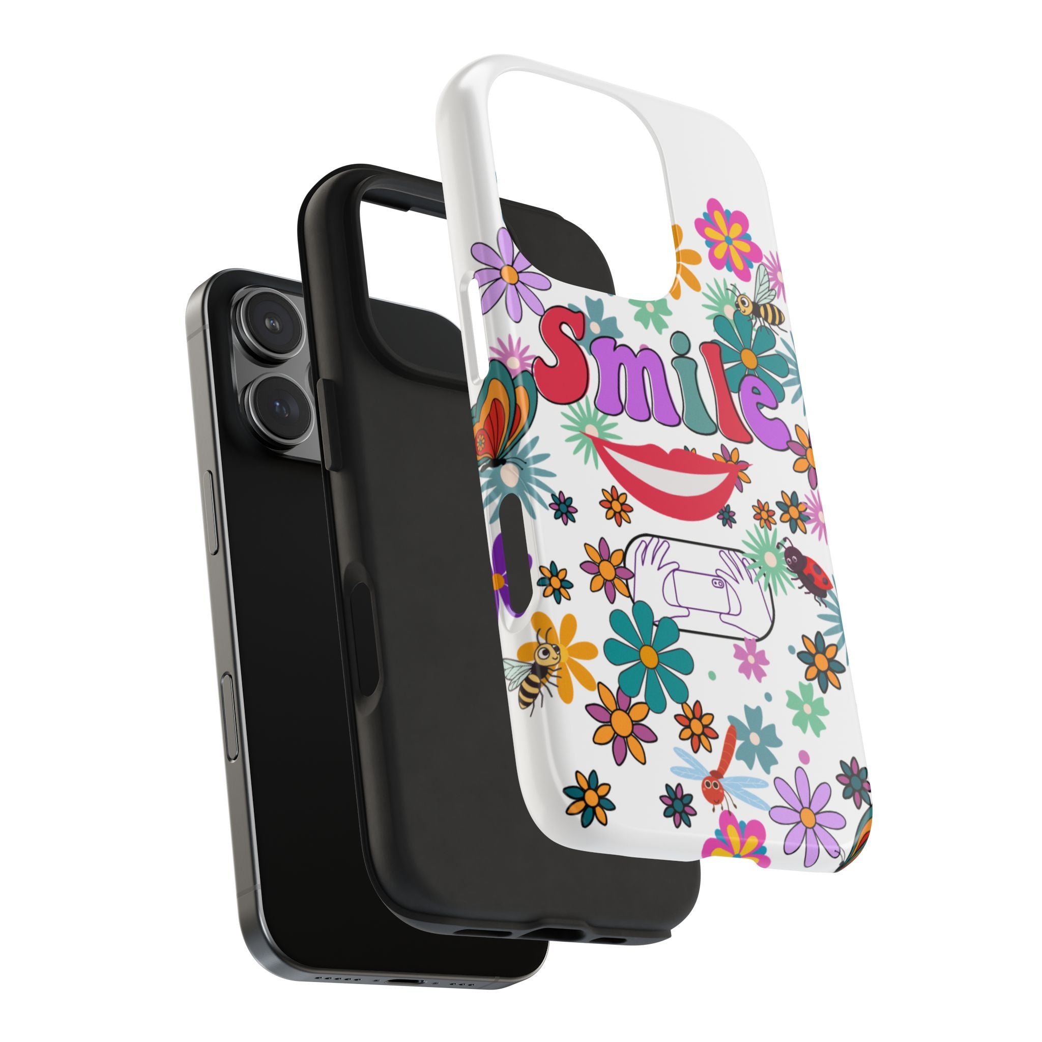 Smile Floral Phone Case — Colorful Retro Flower Power Protective Case