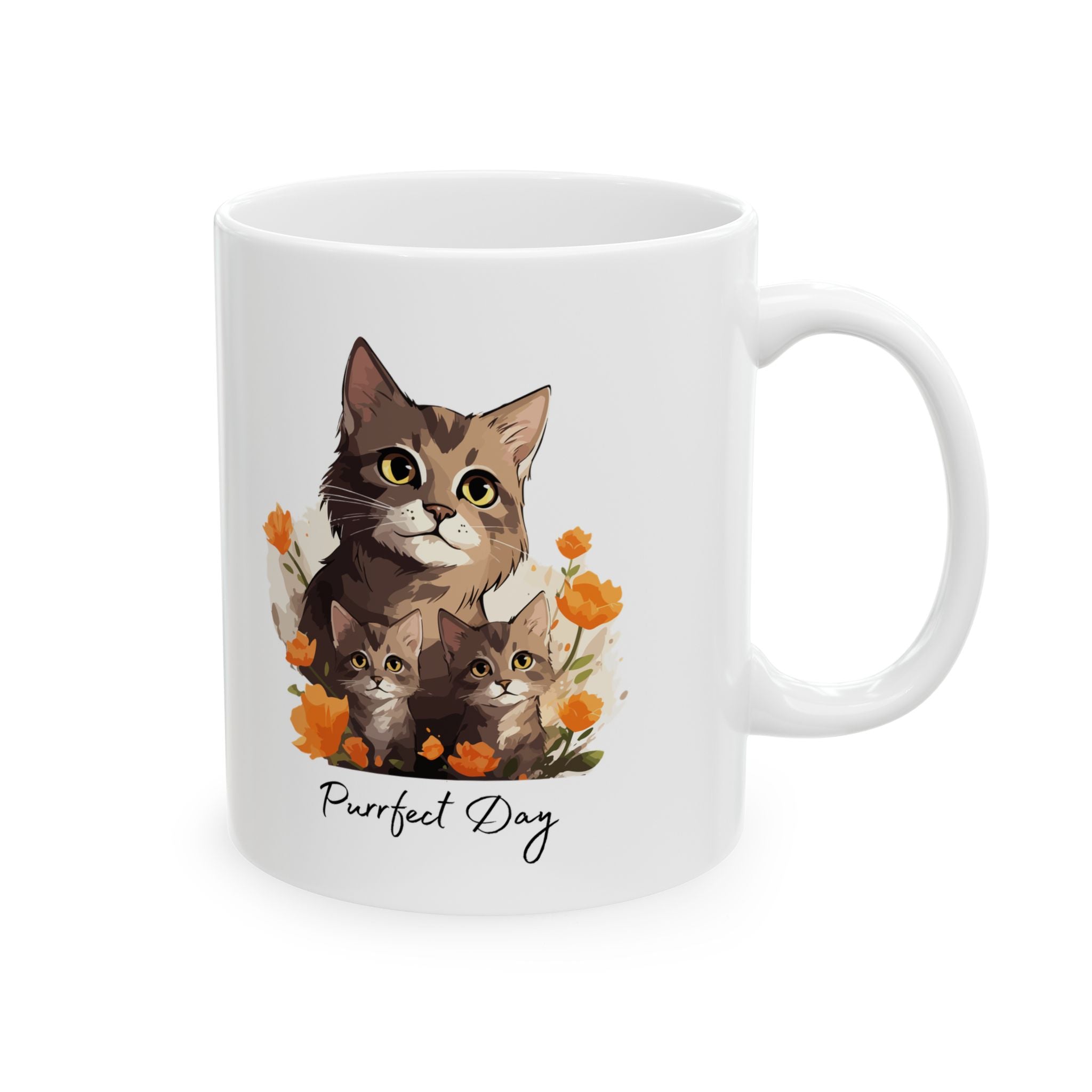 Cat Mom Floral Ceramic Mug (11oz/15oz) - Mug