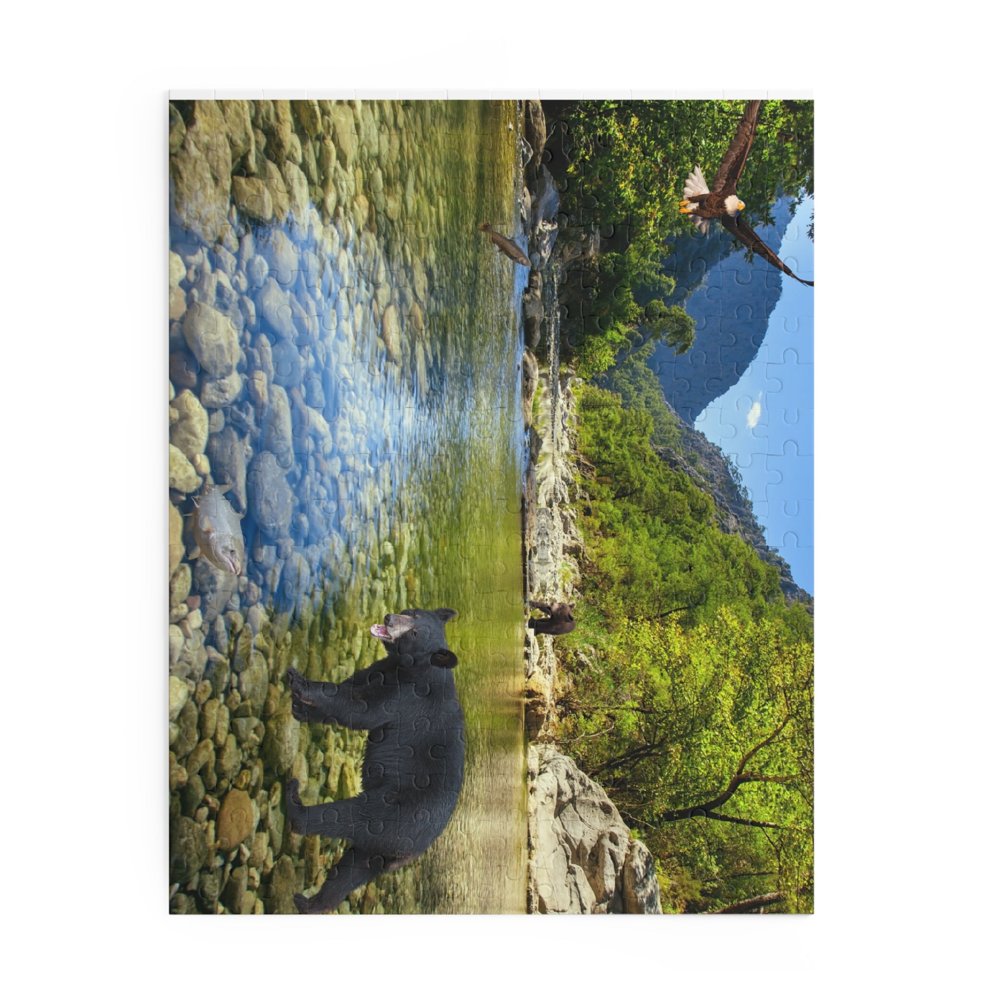 Scenic River Wildlife Puzzle – Black Bear & Eagles 120/252-Piece Jigsaw