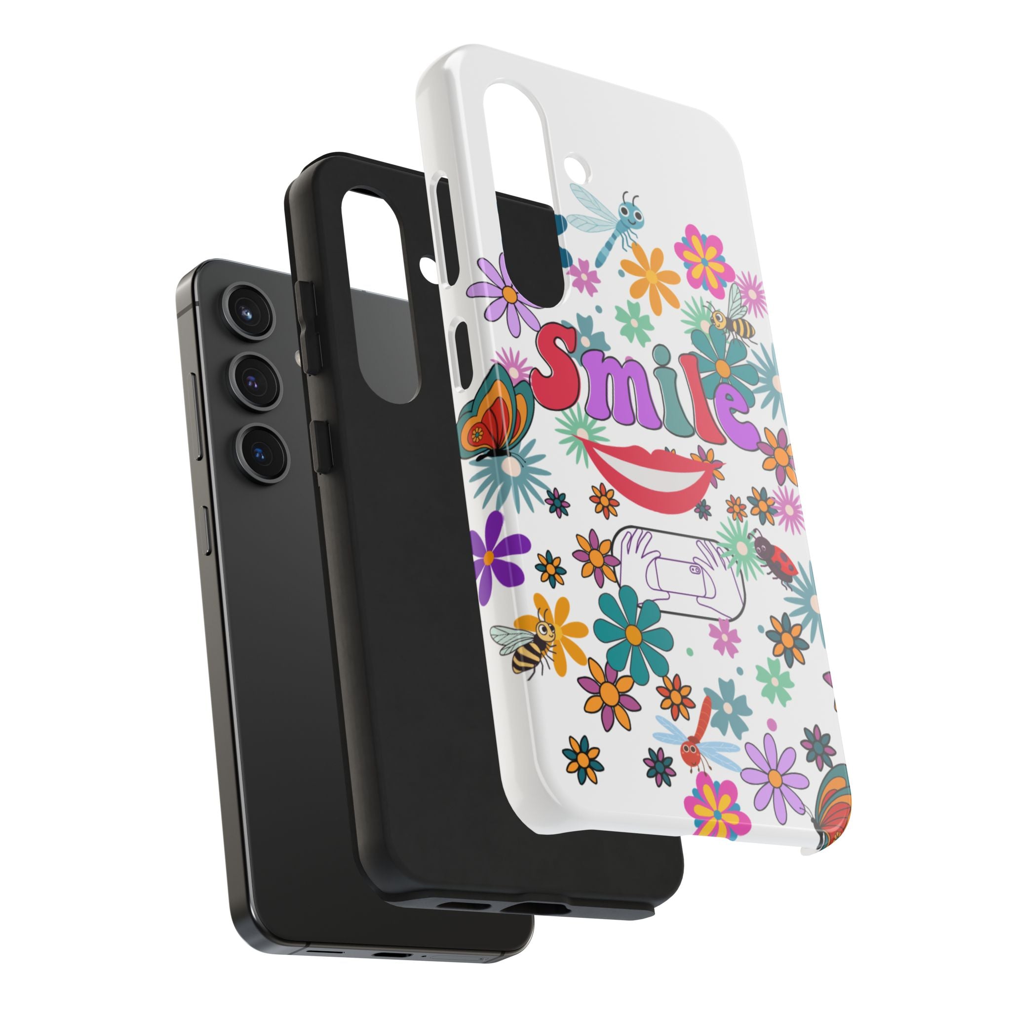 Smile Floral Phone Case — Colorful Retro Flower Power Protective Case