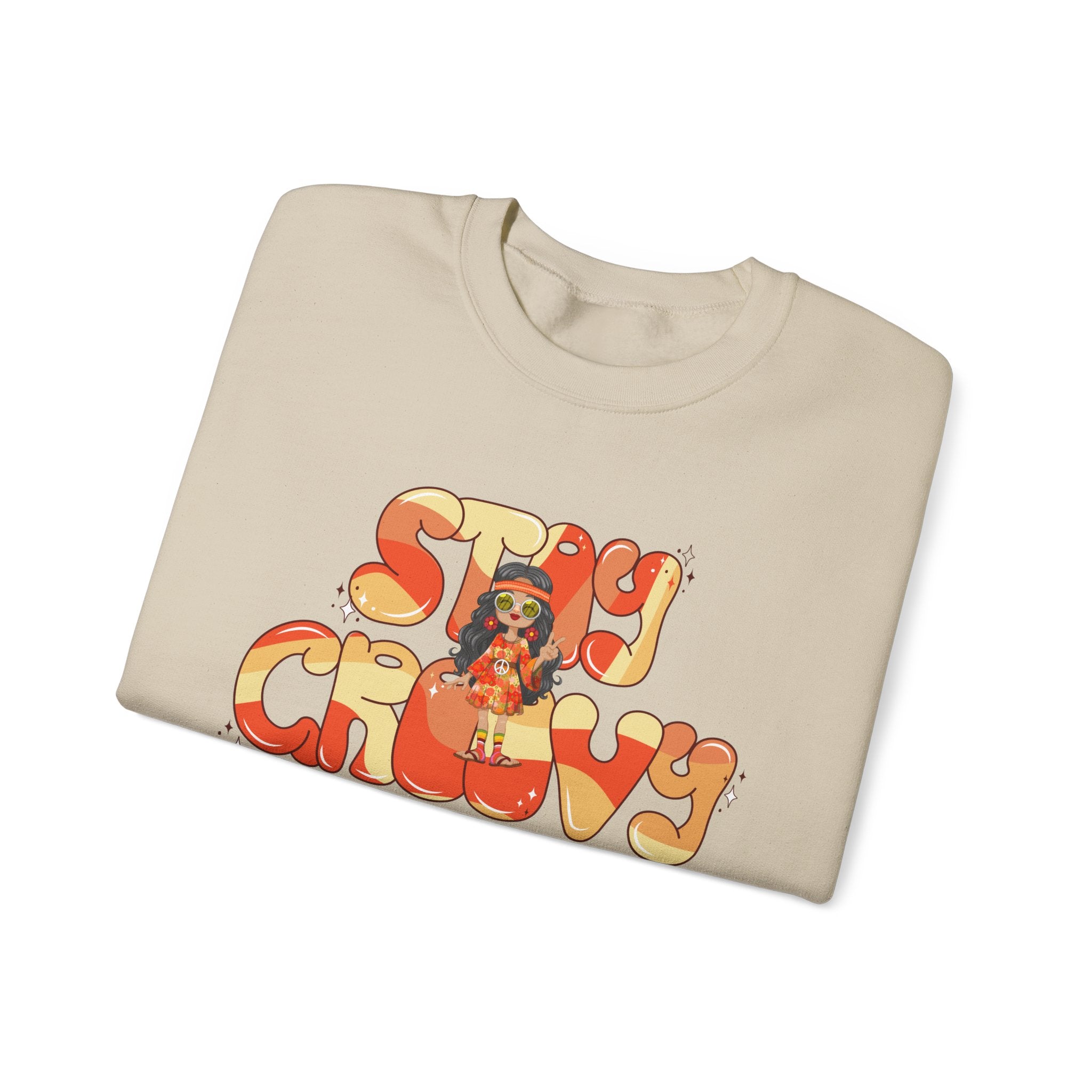 Stay Groovy Sweatshirt — Retro 70s Vibe 'Stay Groovy' Sand