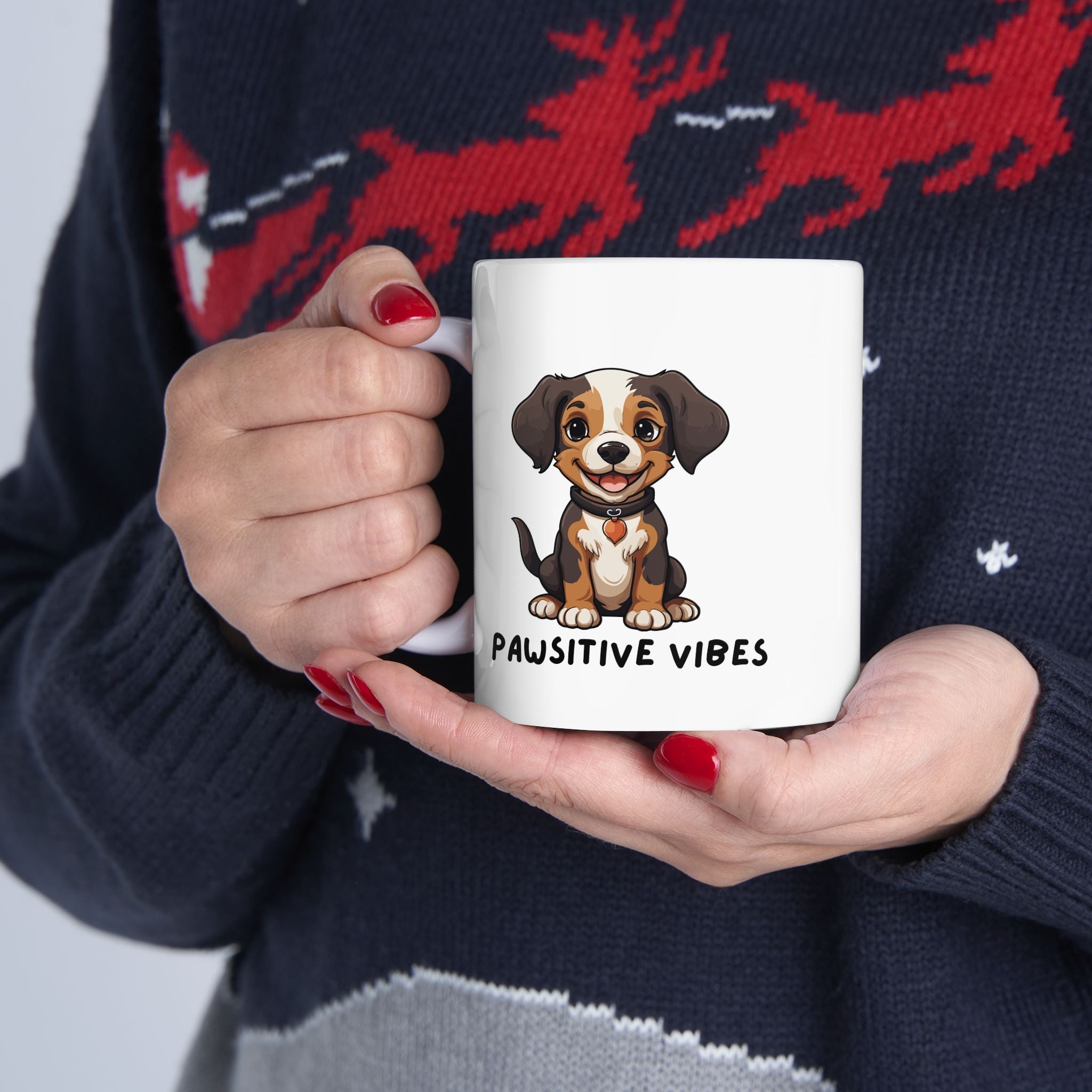 Dog Lover Mug — Pawsitive Vibes Ceramic Coffee Cup (11oz & 15oz) - Mug