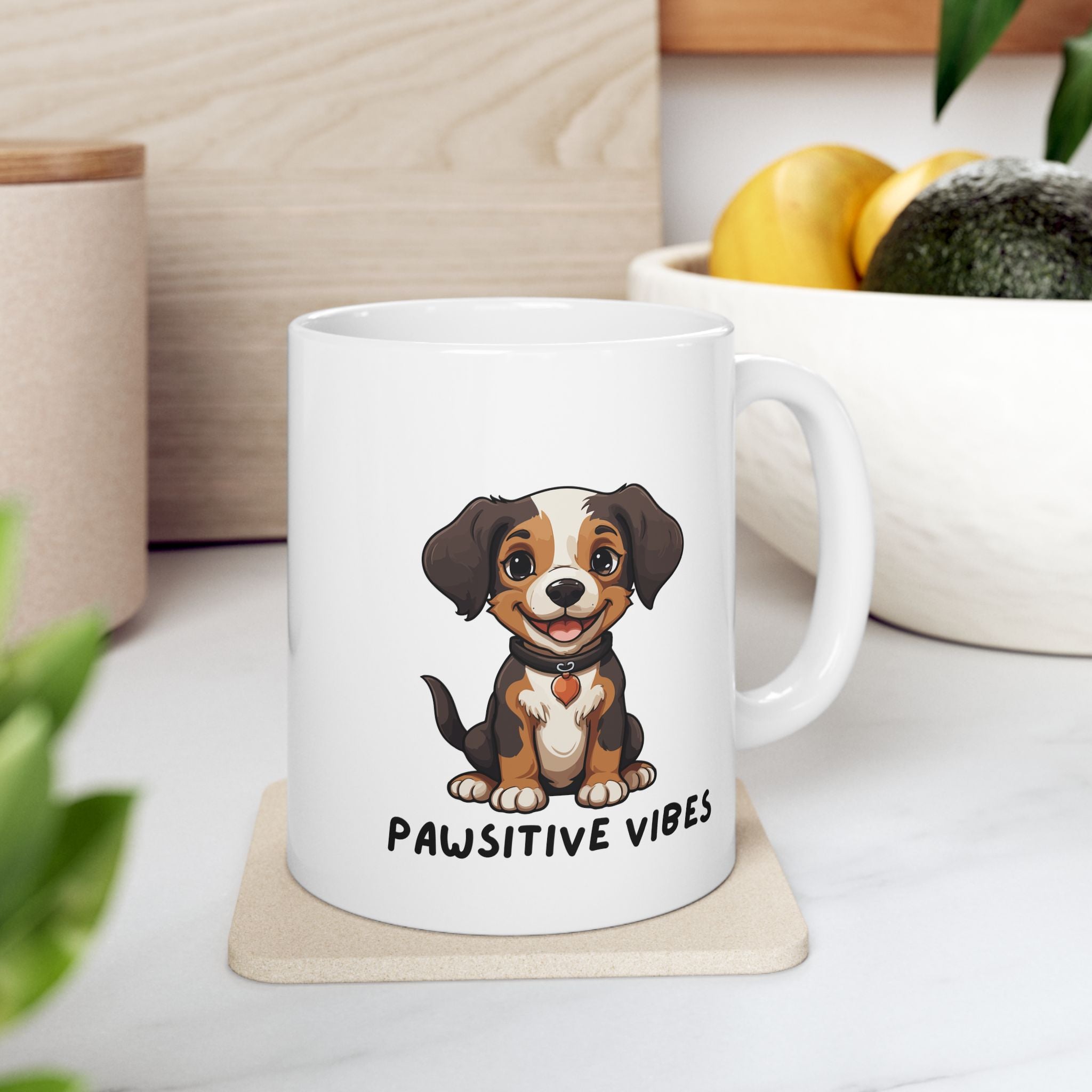Dog Lover Mug — Pawsitive Vibes Ceramic Coffee Cup (11oz & 15oz) - Mug