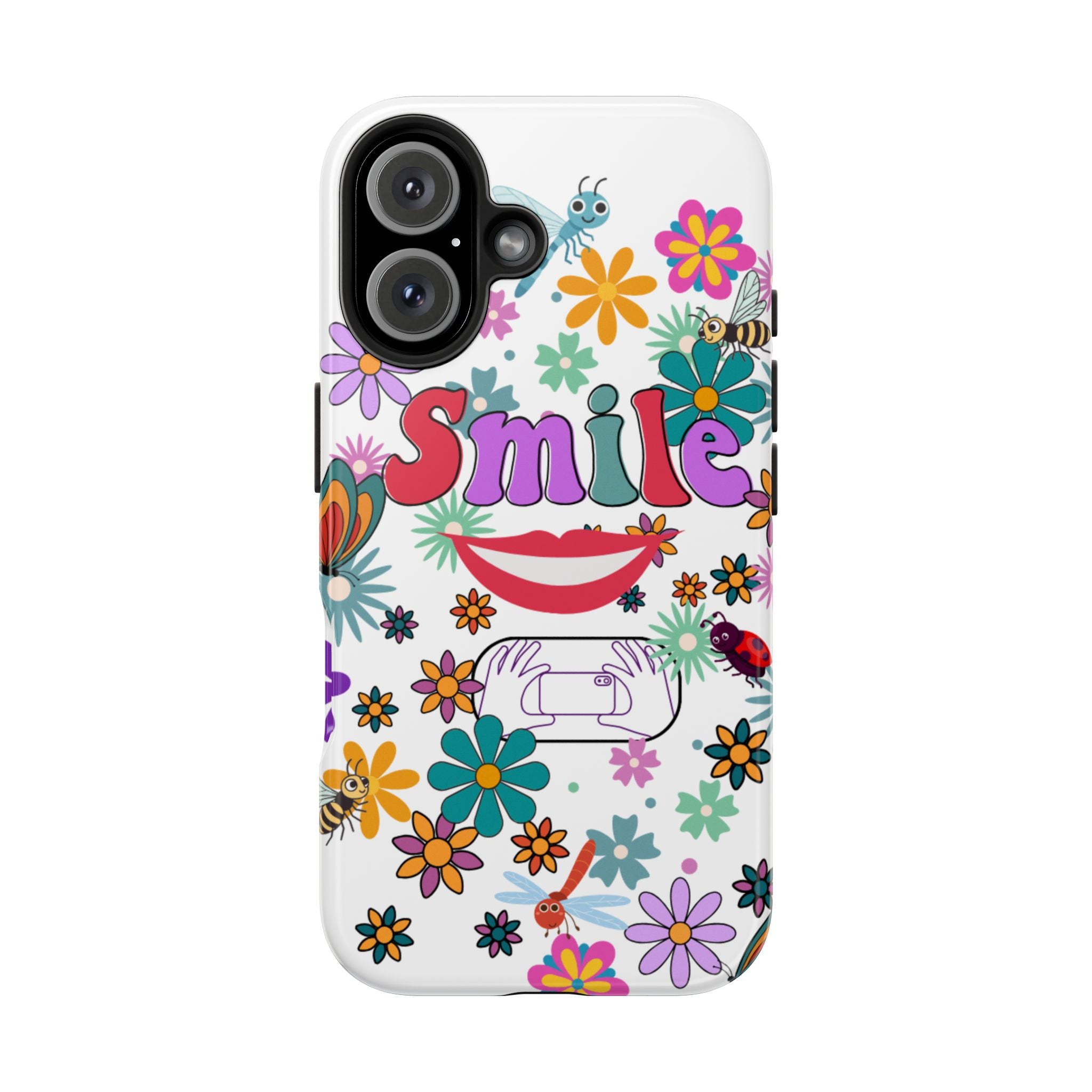 Smile Floral Phone Case — Colorful Retro Flower Power Protective Case