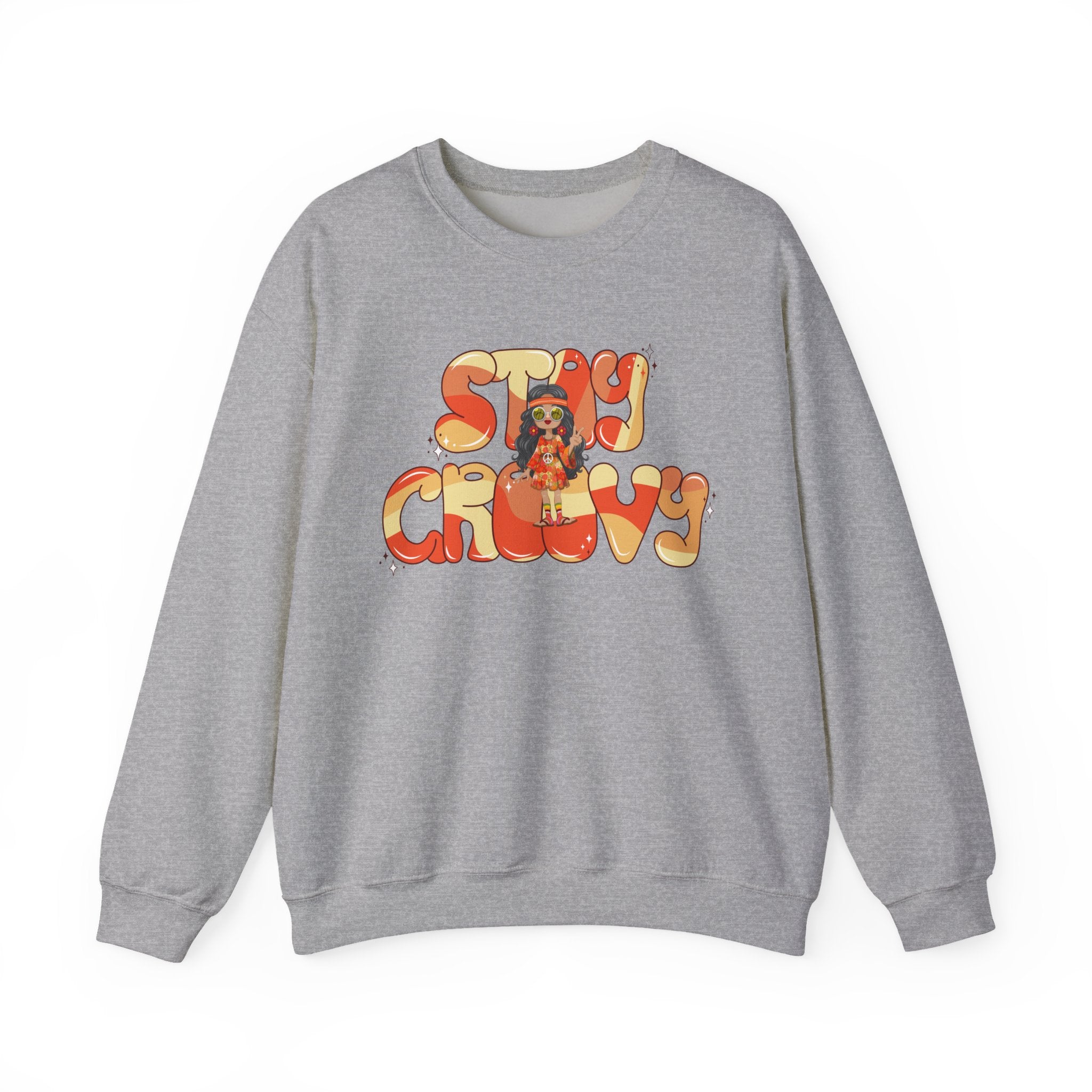 Stay Groovy Sweatshirt — Retro 70s Vibe 'Stay Groovy' Grey