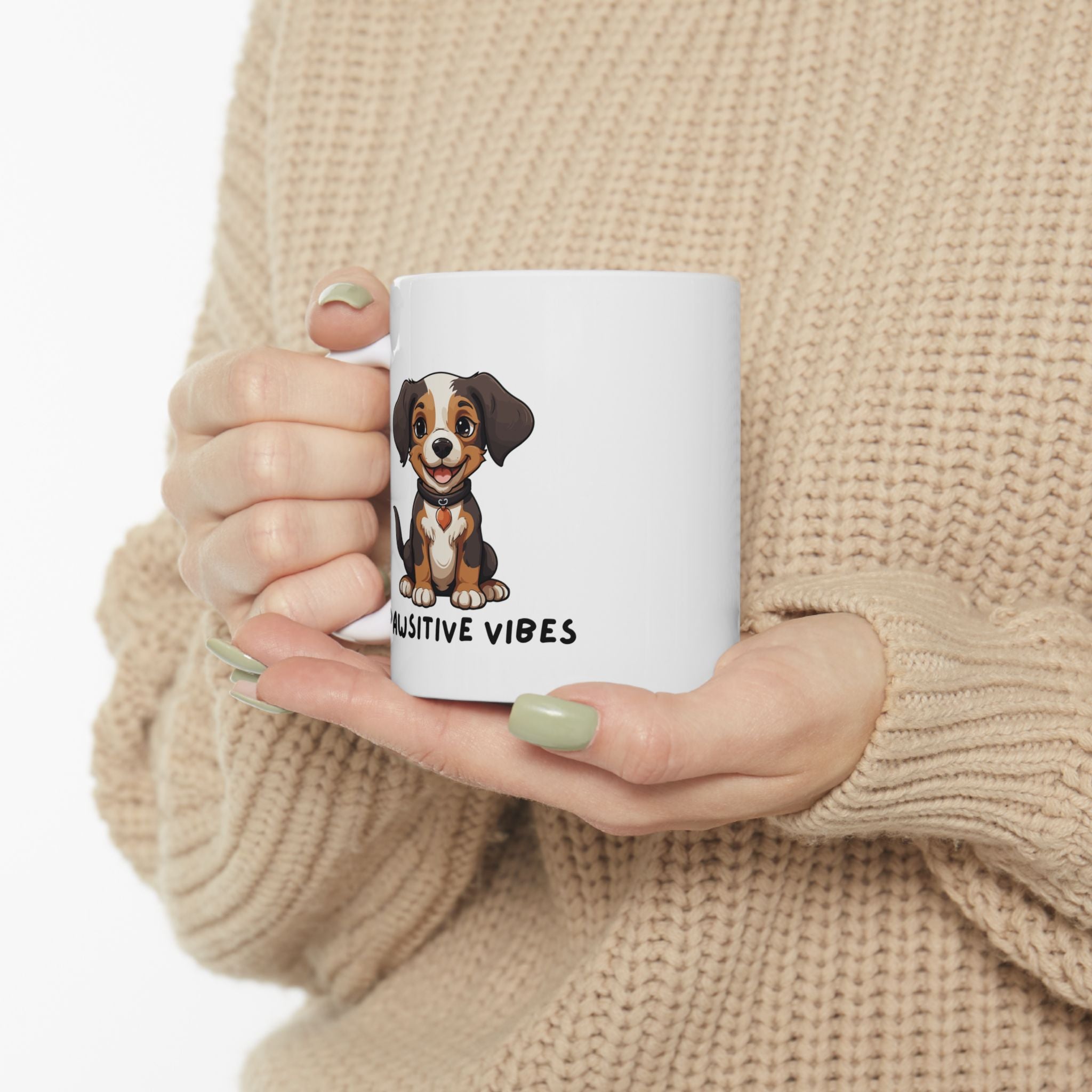 Dog Lover Mug — Pawsitive Vibes Ceramic Coffee Cup (11oz & 15oz) - Mug