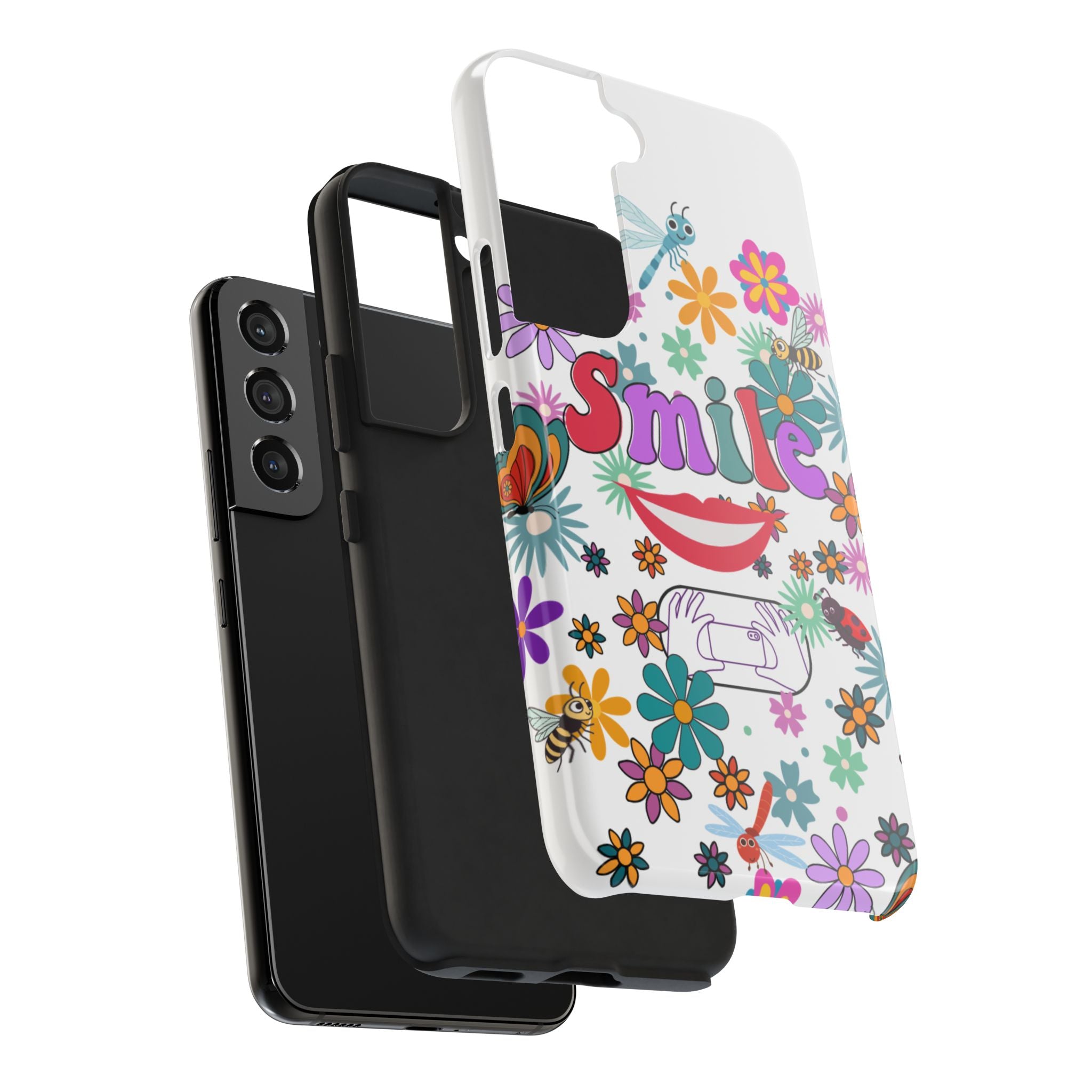 Smile Floral Phone Case — Colorful Retro Flower Power Protective Case