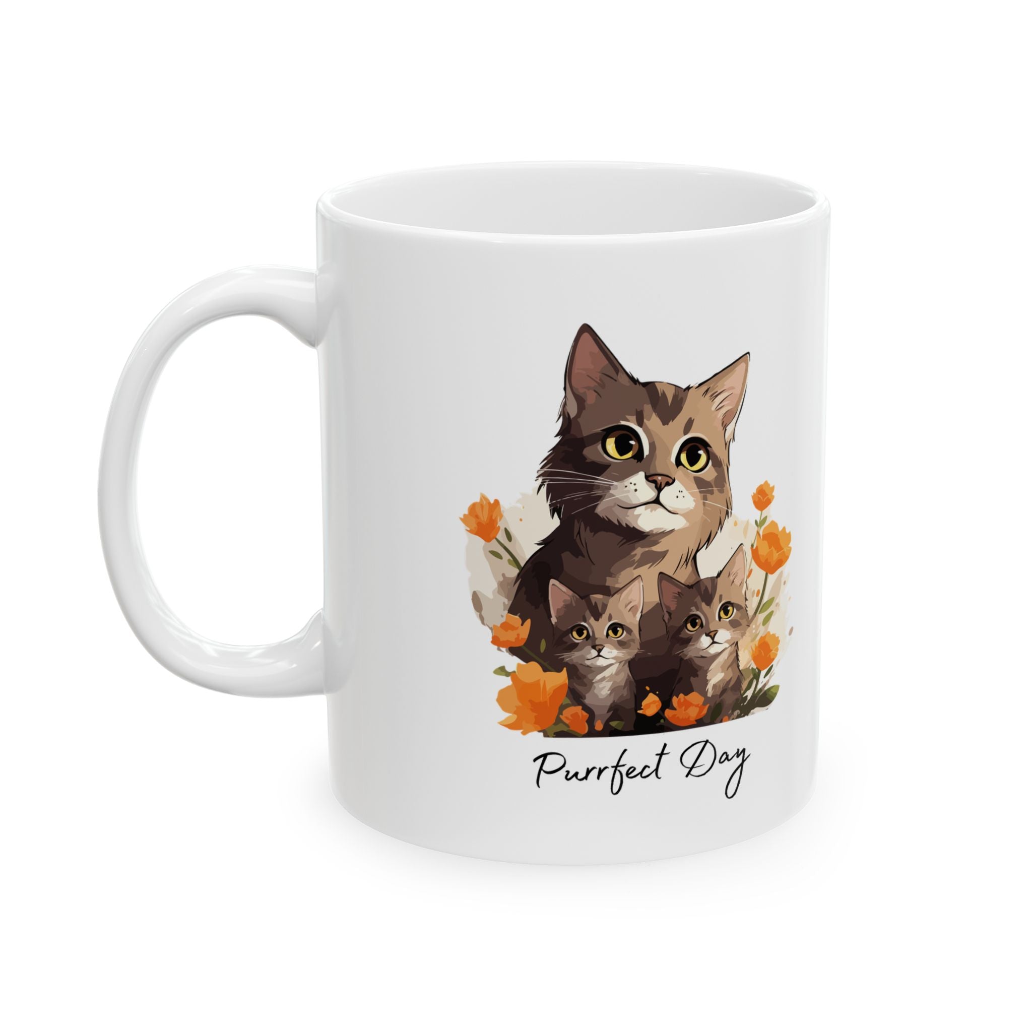 Cat Mom Floral Ceramic Mug (11oz/15oz) - Mug