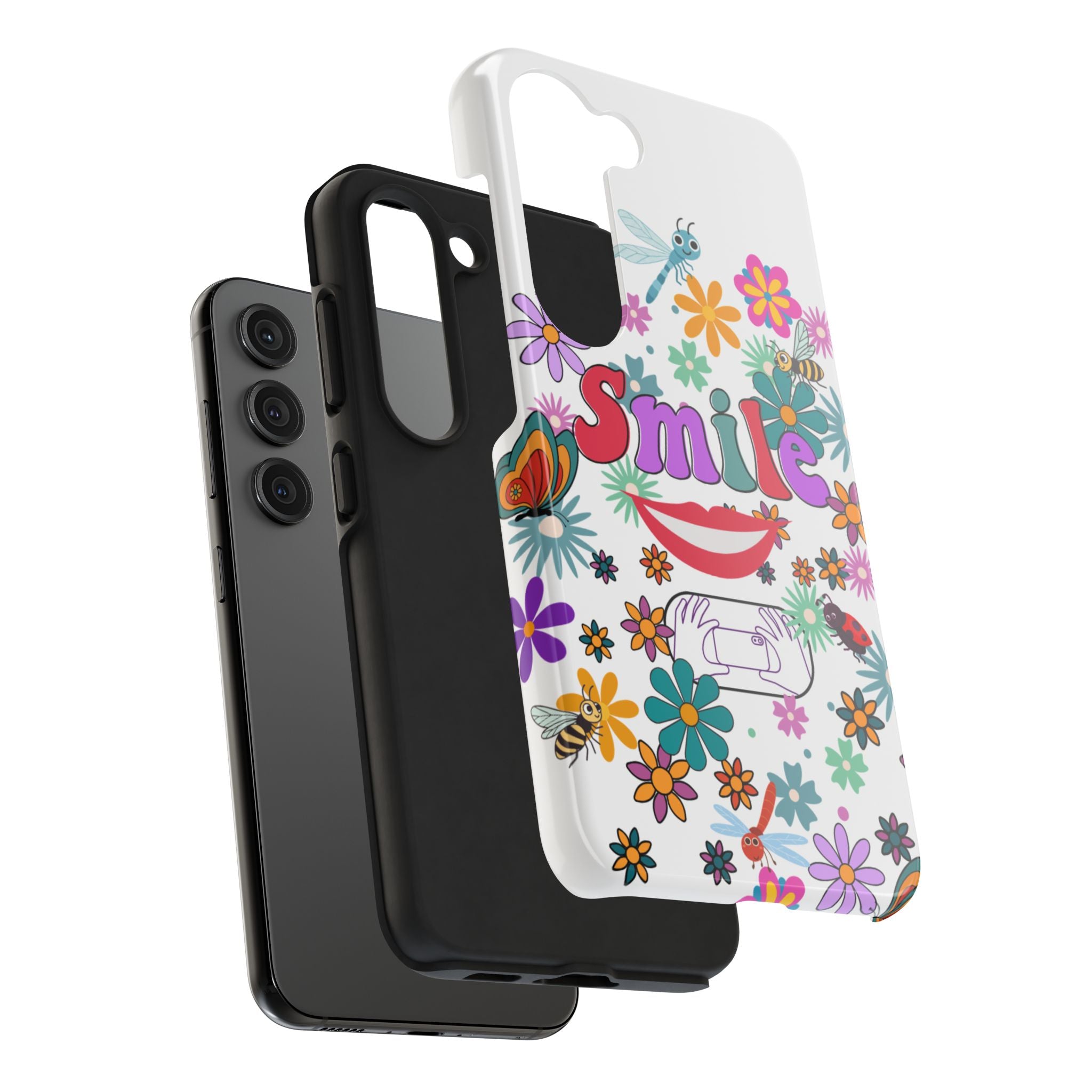 Smile Floral Phone Case — Colorful Retro Flower Power Protective Case