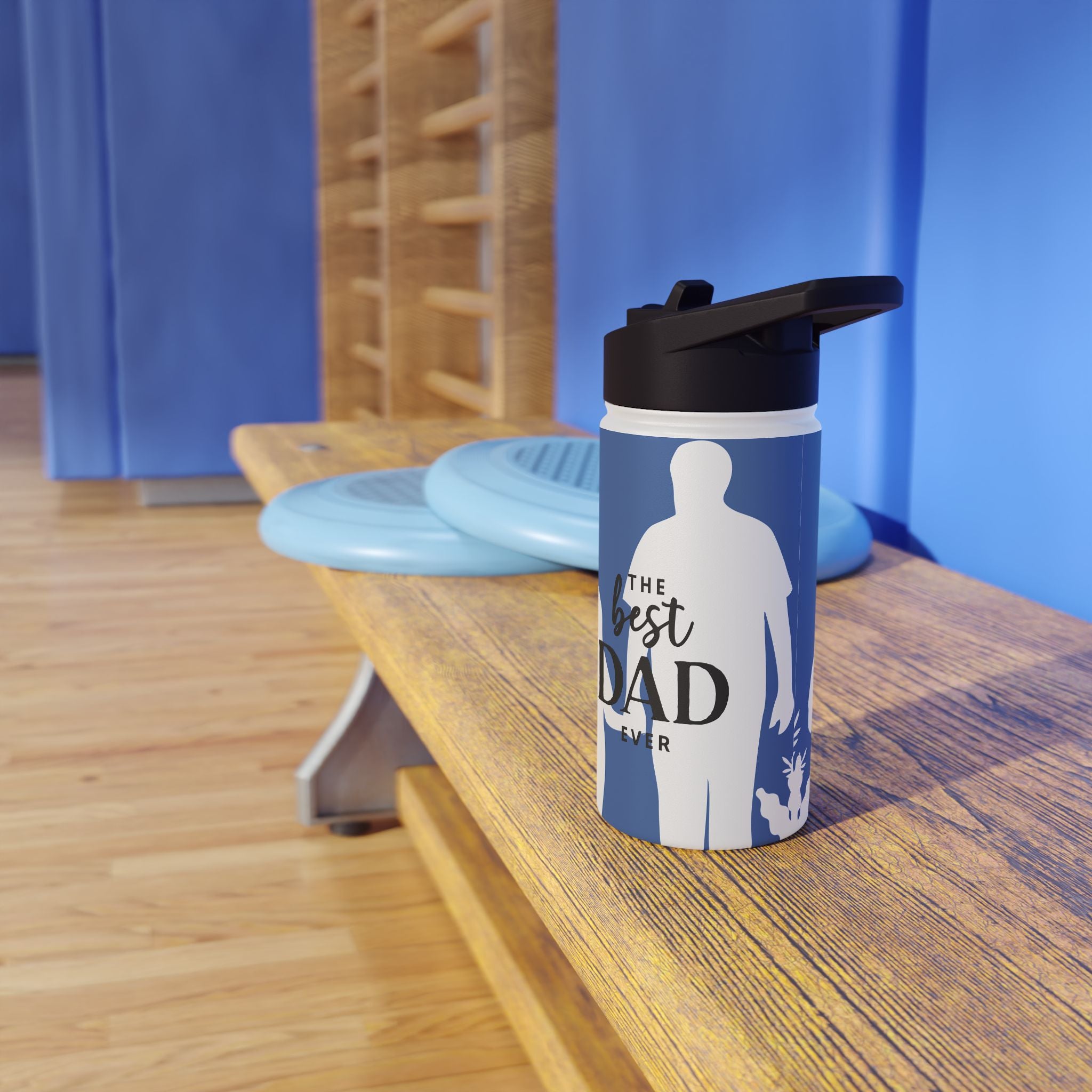 Dad and Daughter Silhouette Stainless Steel Water Bottle — 'Best Dad' Gift