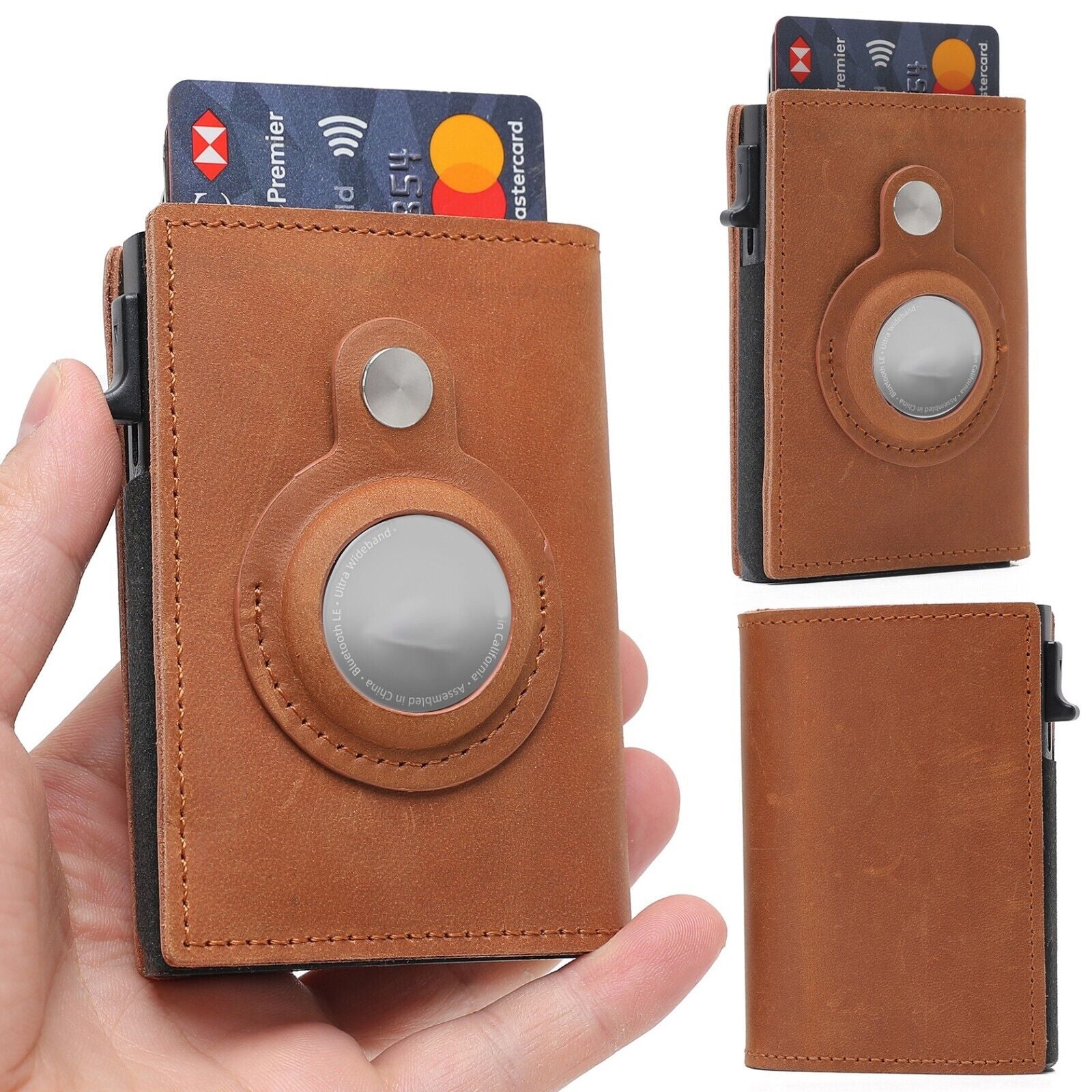 Airtag Wallet Case Genuine Leather Credit Card Holder Magnetic