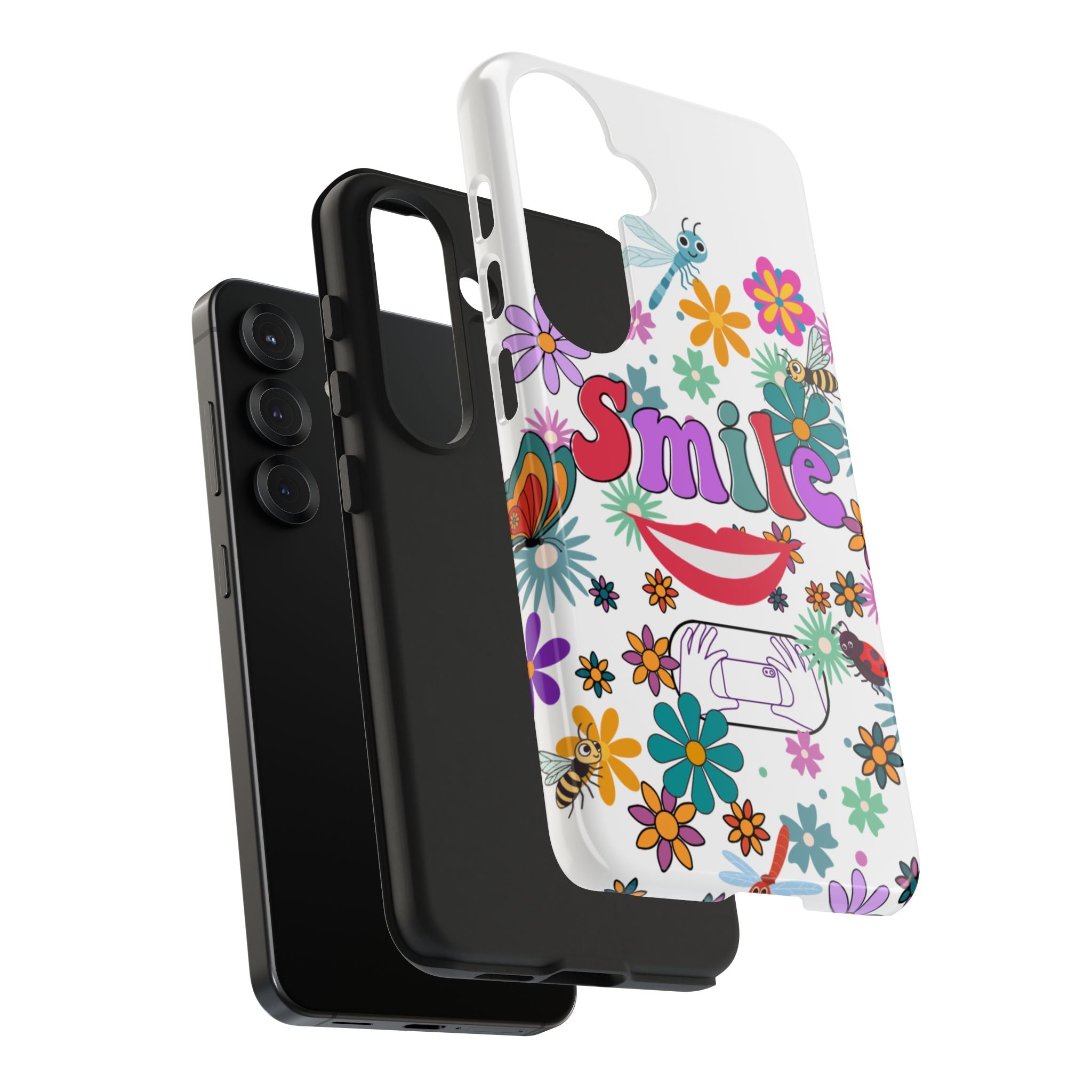 Smile Floral Phone Case — Colorful Retro Flower Power Protective Case