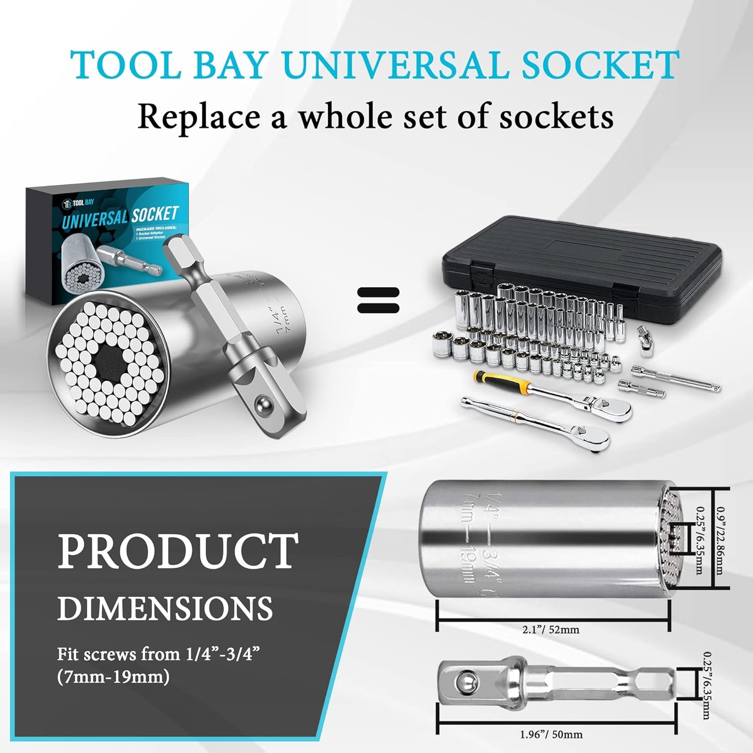 Universal Socket - with Power Drill Adapter 