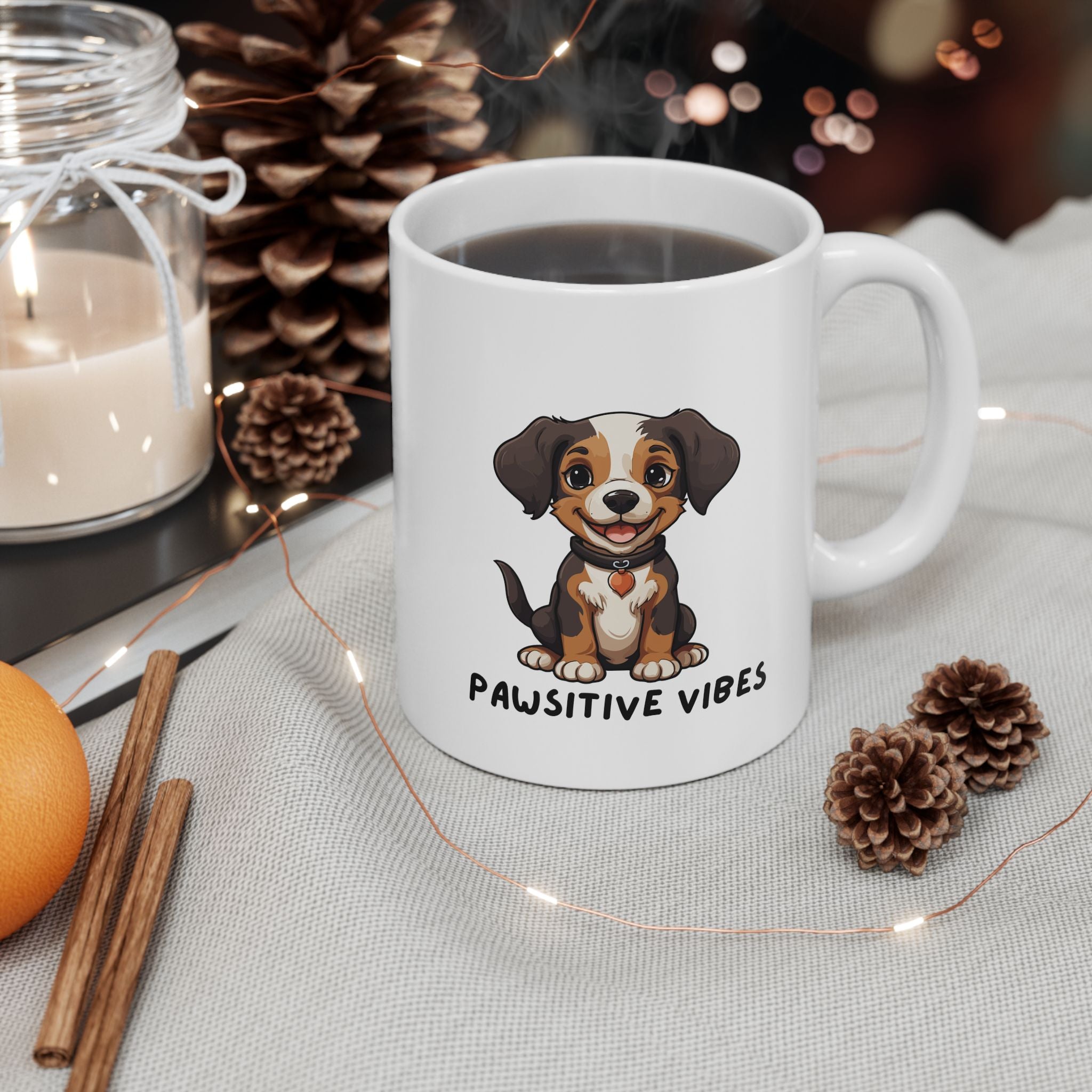 Dog Lover Mug — Pawsitive Vibes Ceramic Coffee Cup (11oz & 15oz) - Mug