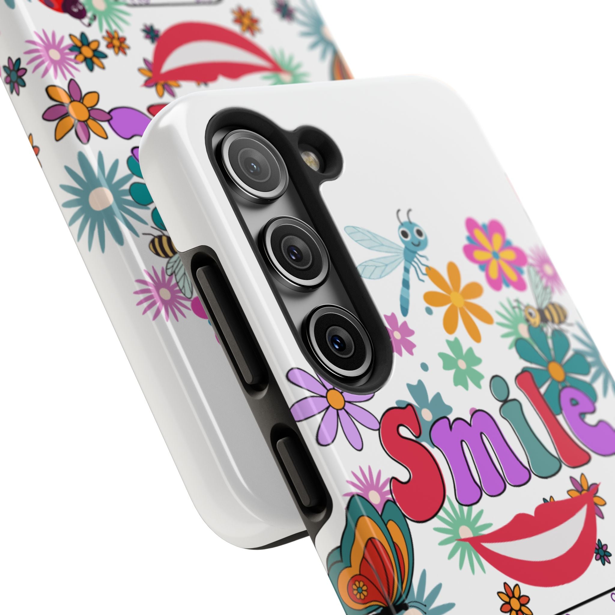 Smile Floral Phone Case — Colorful Retro Flower Power Protective Case
