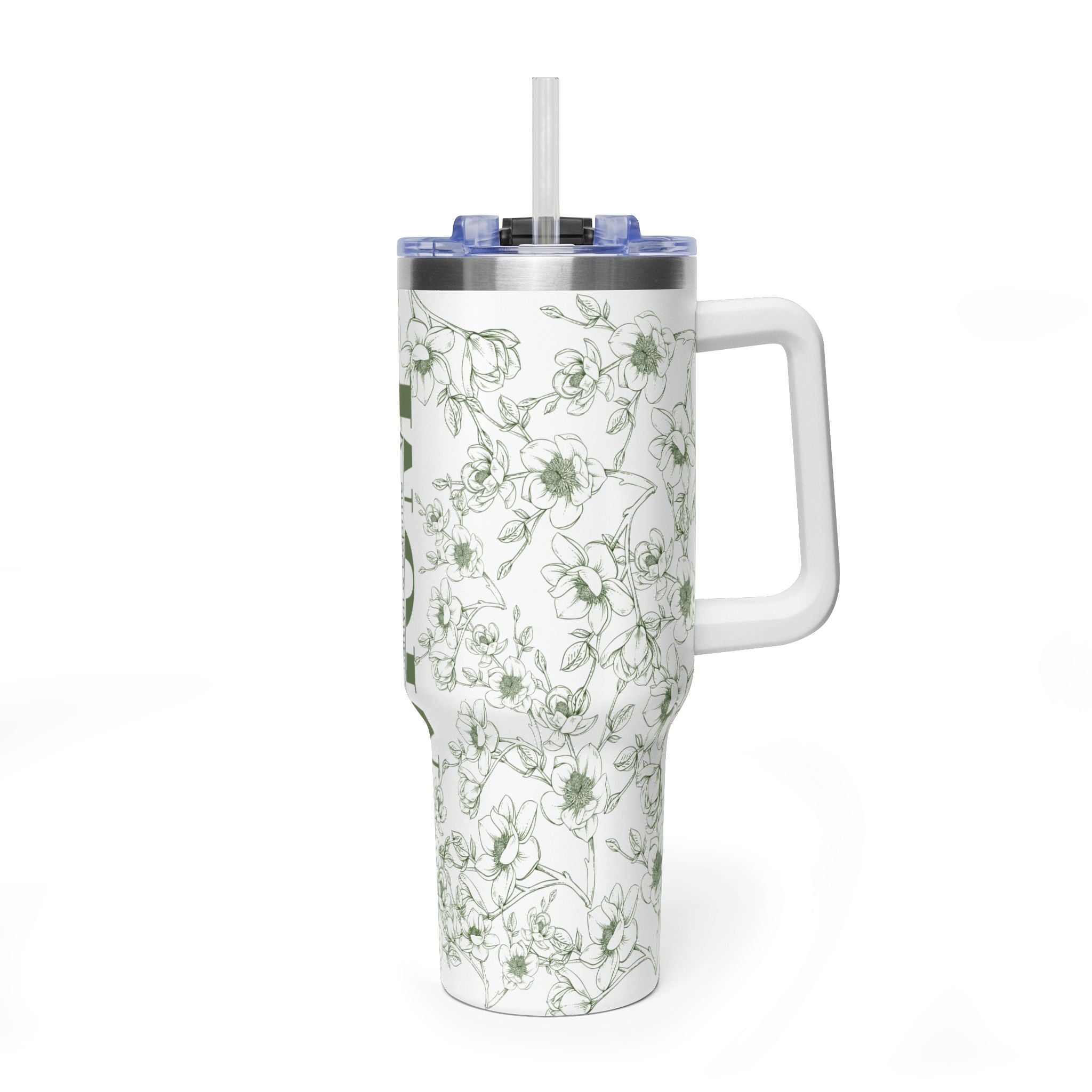 40oz Floral Mom Vacuum Tumbler – Insulated Travel Mug with Handle