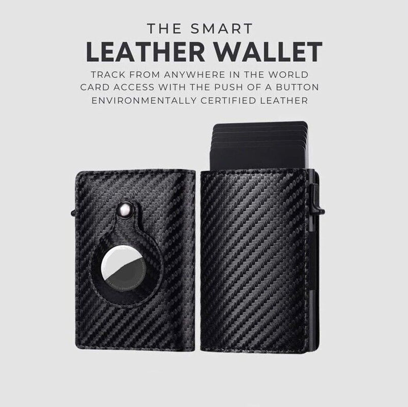 Airtag Wallet Case Genuine Leather Credit Card Holder Magnetic