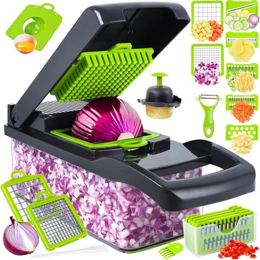 14-In-1 Multifunctional Vegetable Chopper with 8 Interchangeable Blades