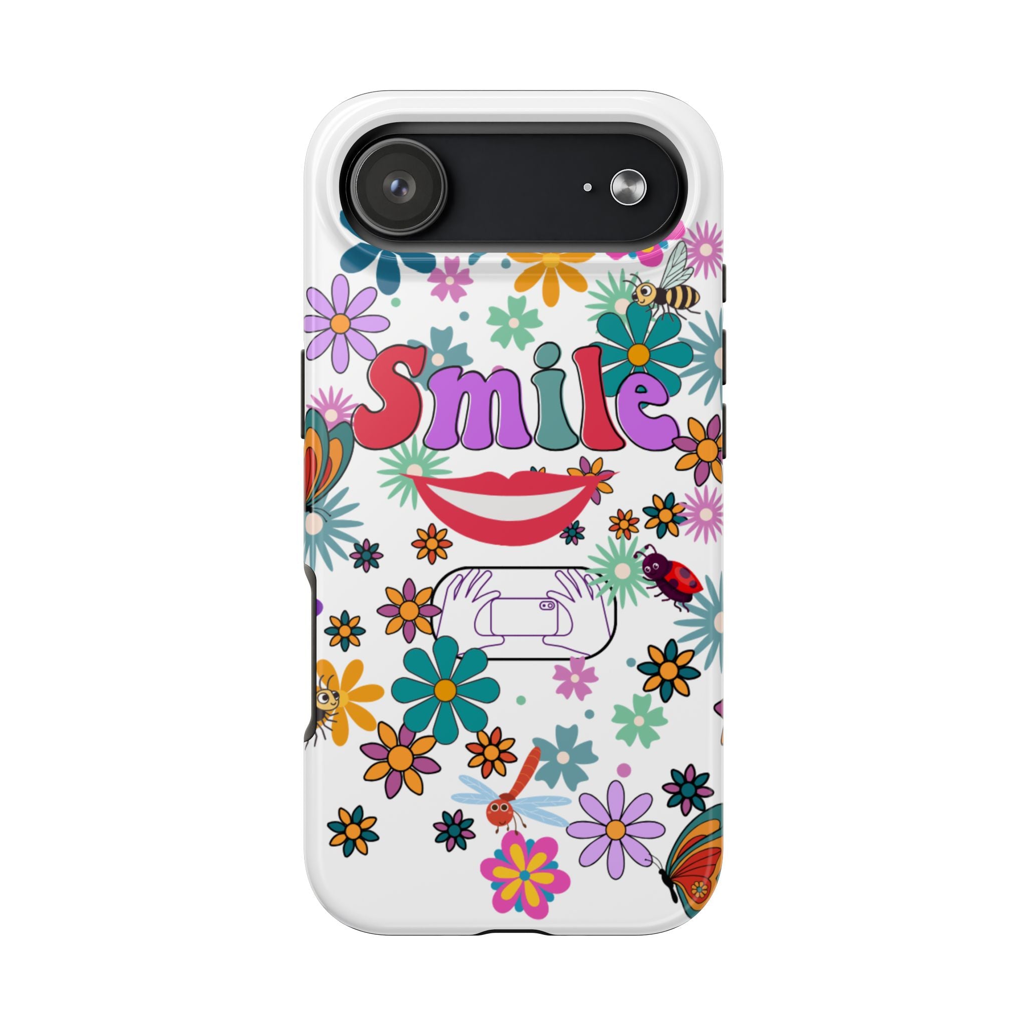 Smile Floral Phone Case — Colorful Retro Flower Power Protective Case