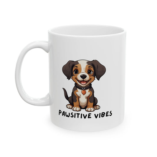 Dog Lover Mug — Pawsitive Vibes Ceramic Coffee Cup (11oz & 15oz) - Mug
