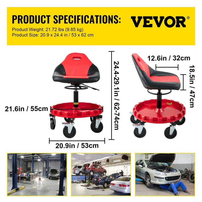 VEVOR 2 in 1 Z Creeper Seat Rolling Chair Auto Mechanics Shop Garage Work Stool