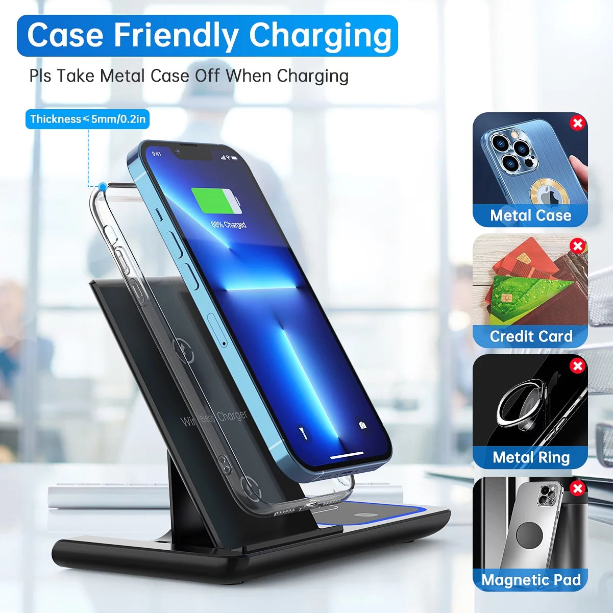 3 in 1 Wireless Charging Stand for IWatch Series SE, Airpods Pro & I phone