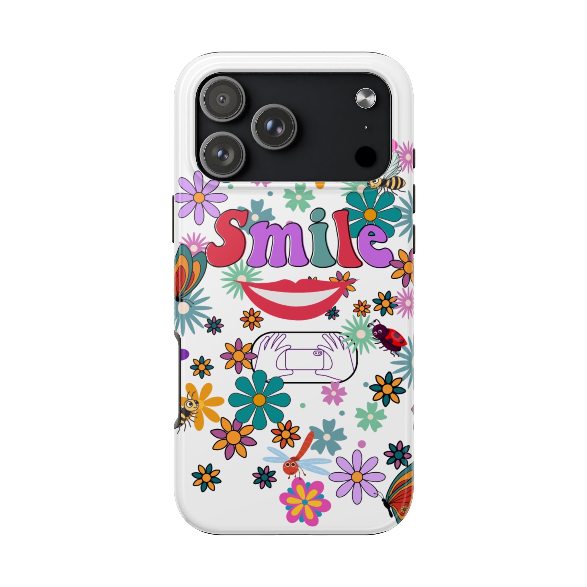 Smile Floral Phone Case — Colorful Retro Flower Power Protective Case