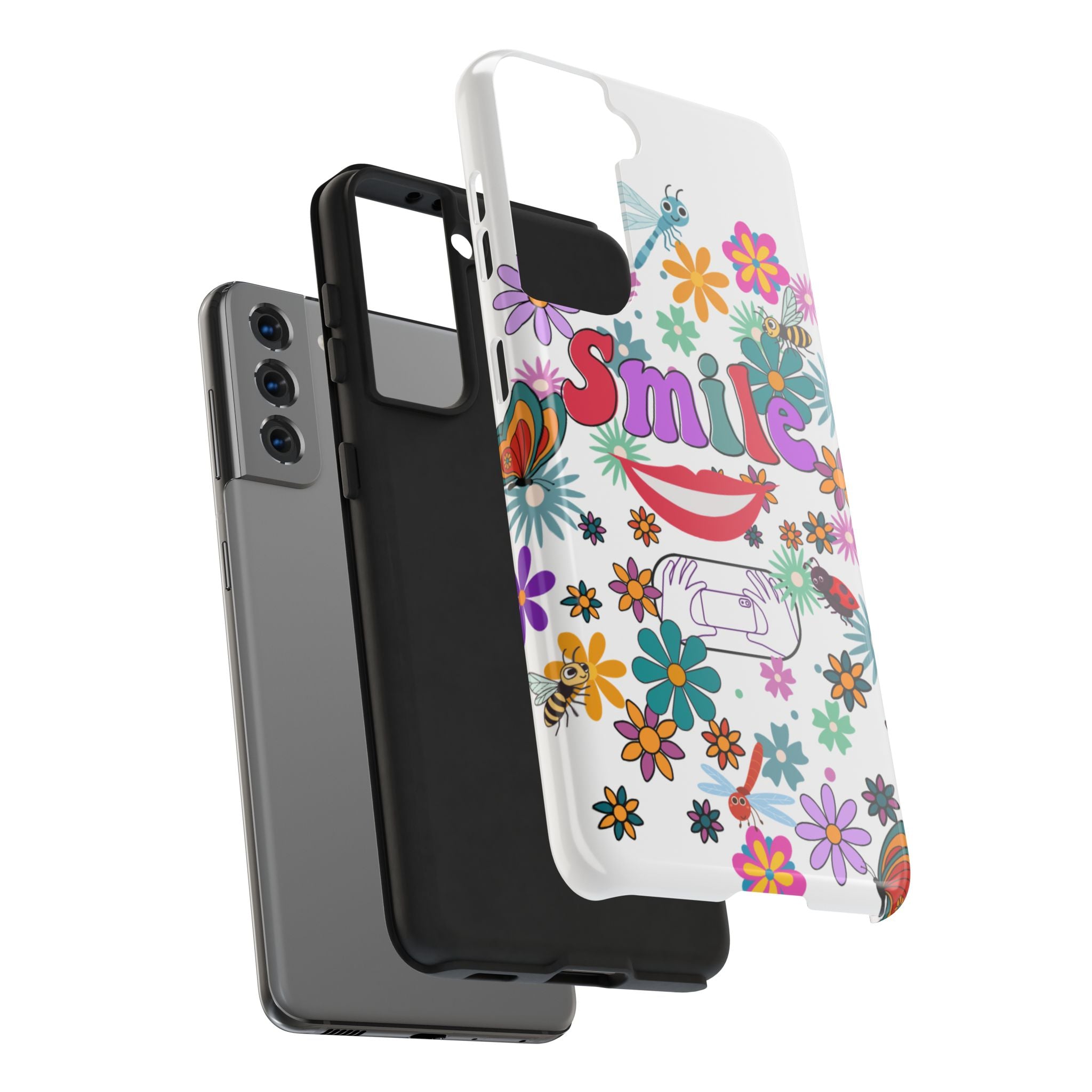 Smile Floral Phone Case — Colorful Retro Flower Power Protective Case