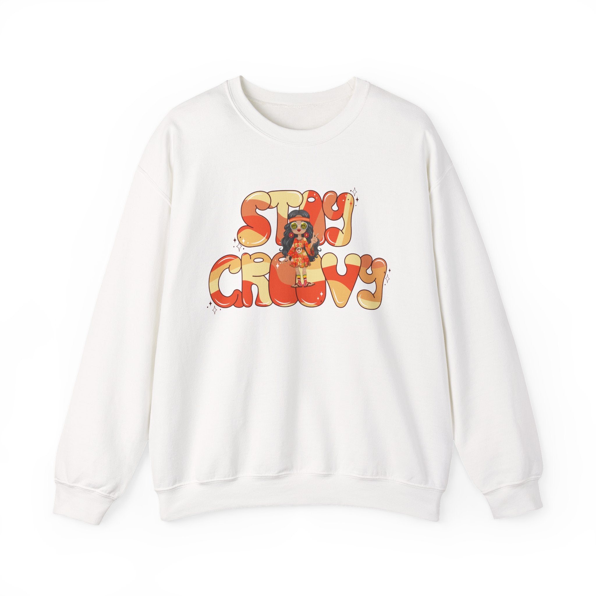 Stay Groovy Sweatshirt — Retro 70s Vibe 'Stay Groovy' White