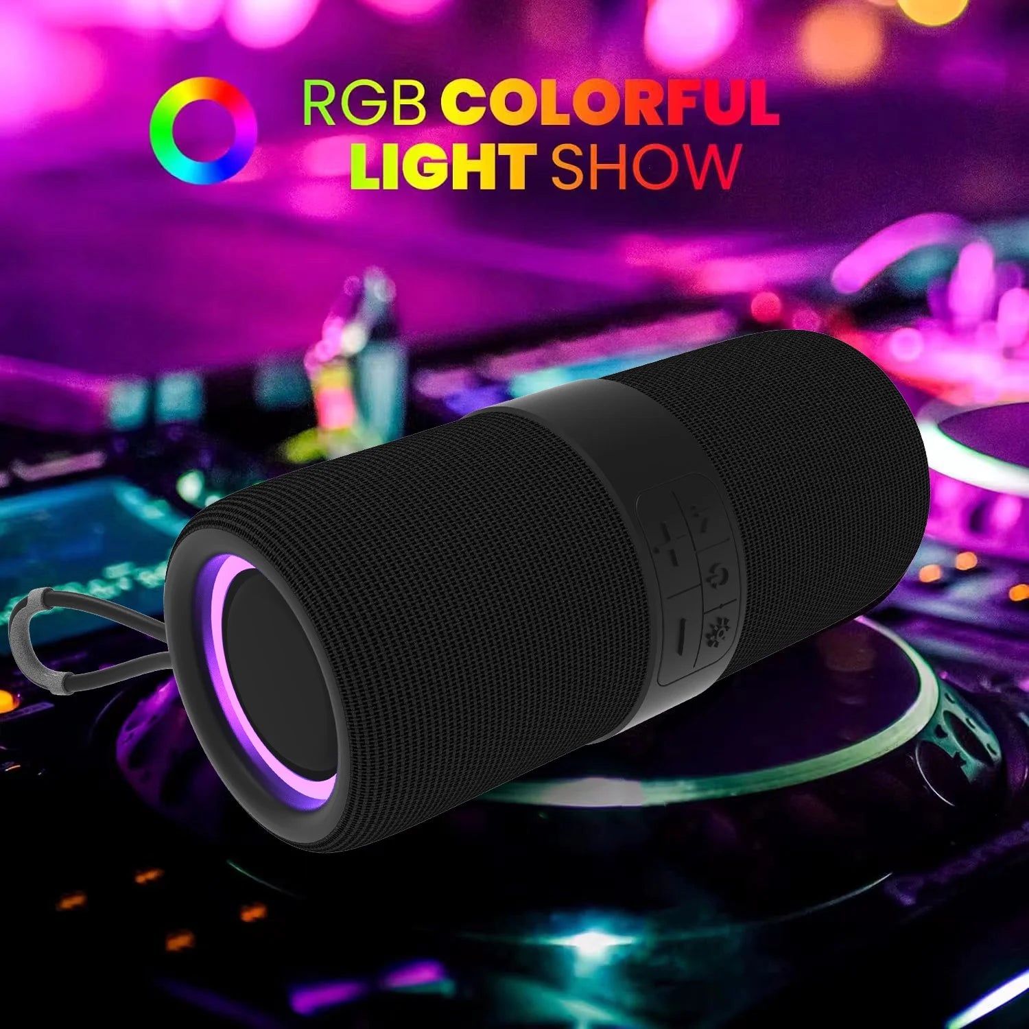 Waterproof Bluetooth 5.0 Speaker with Mutil-Colorful 7LED Lights Patterns