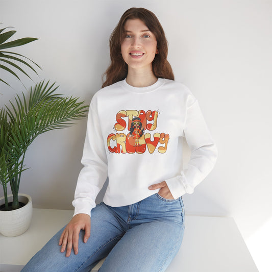 Stay Groovy Sweatshirt — Retro 70s Vibe 'Stay Groovy' White