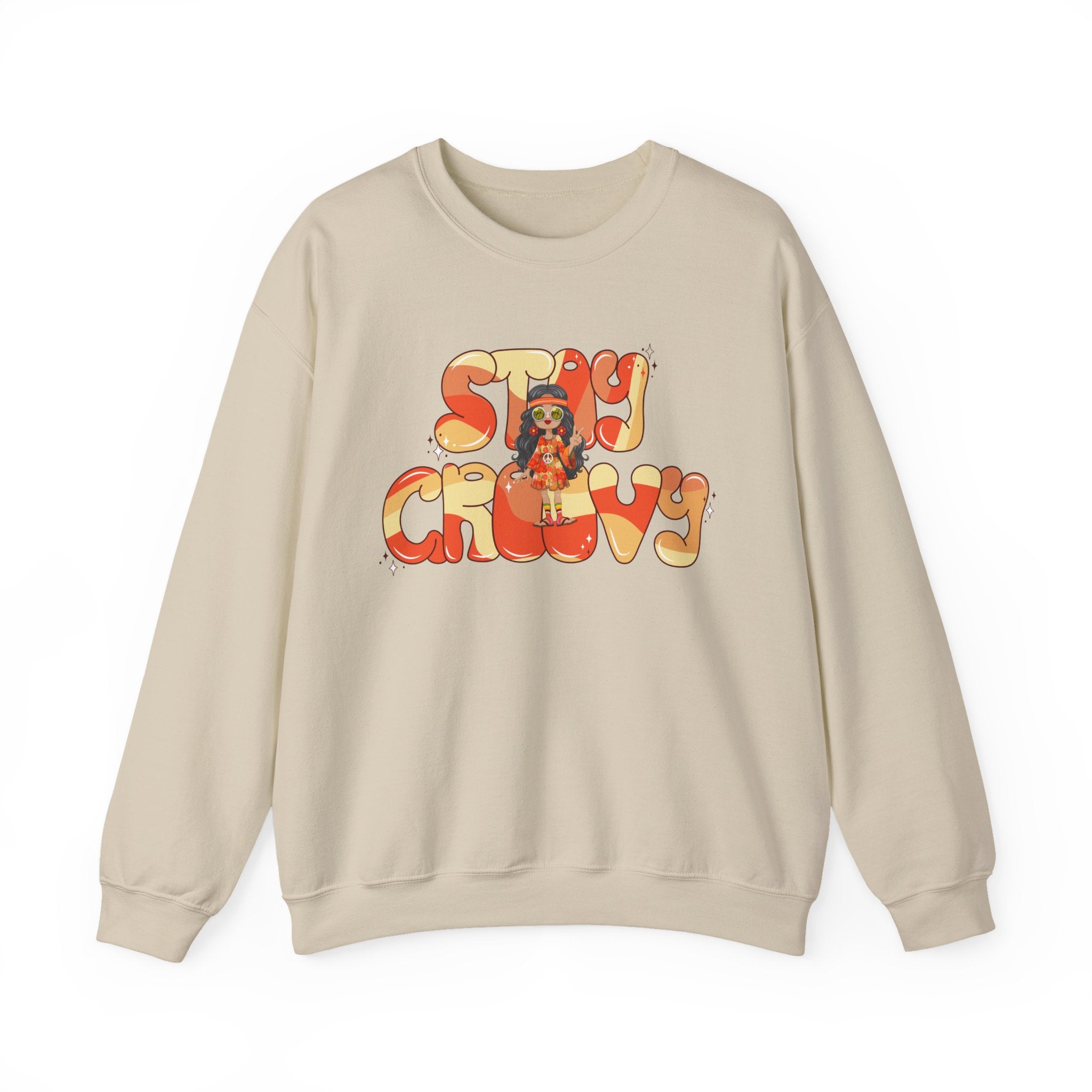 Stay Groovy Sweatshirt — Retro 70s Vibe 'Stay Groovy' Sand