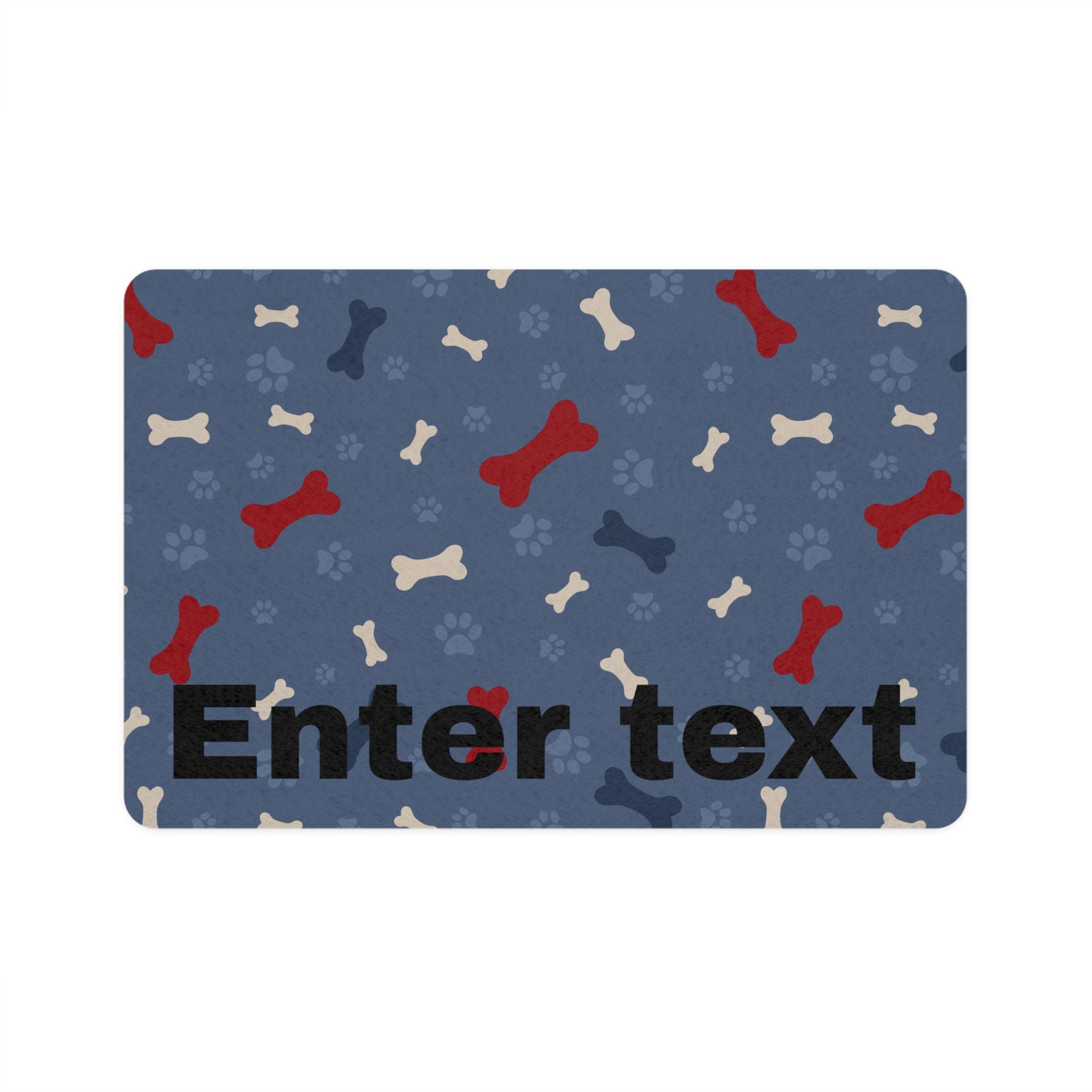 Personalized Pet Feeding Mat (12x18) — Navy Bone Pattern with Custom Text - Pets