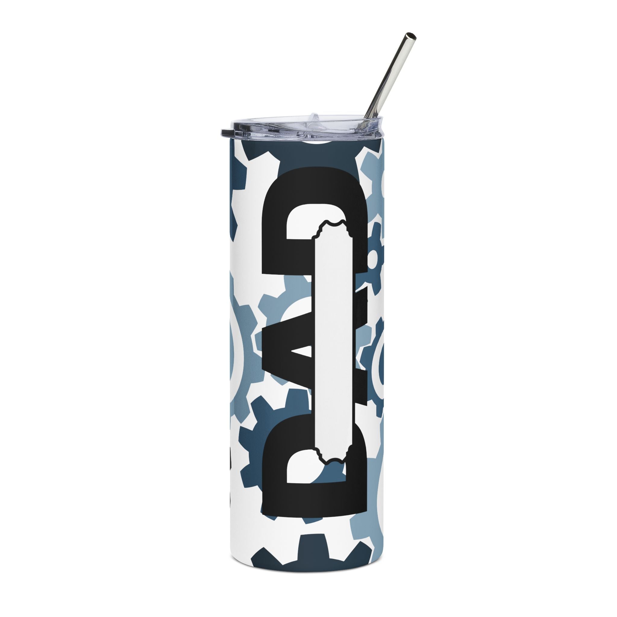 20oz Gear Pattern Stainless Steel Tumbler — Industrial Cog Design