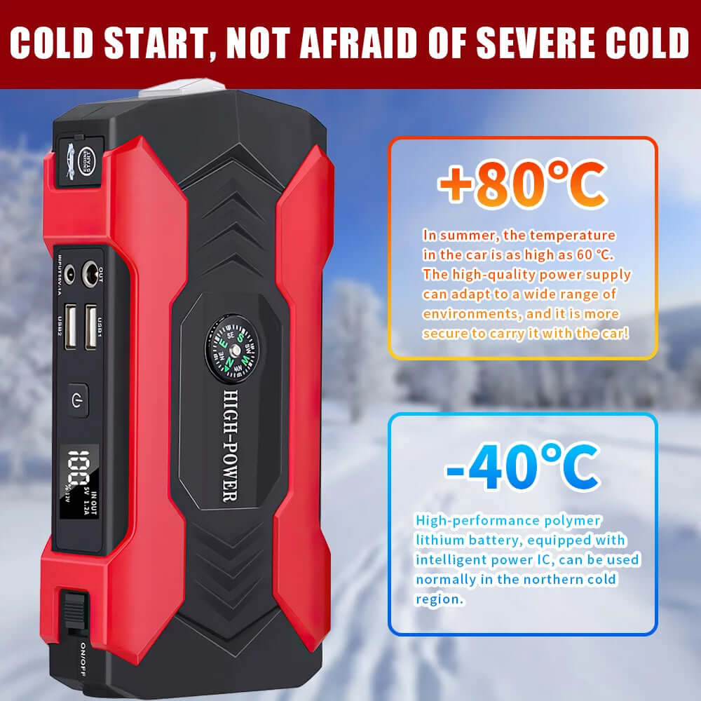 Rev up your ride with our powerful 28000mAh Car Jump Starter! 🚗💨 600A portable charger & LED flashlight included! Never get stranded again! 🔋✨