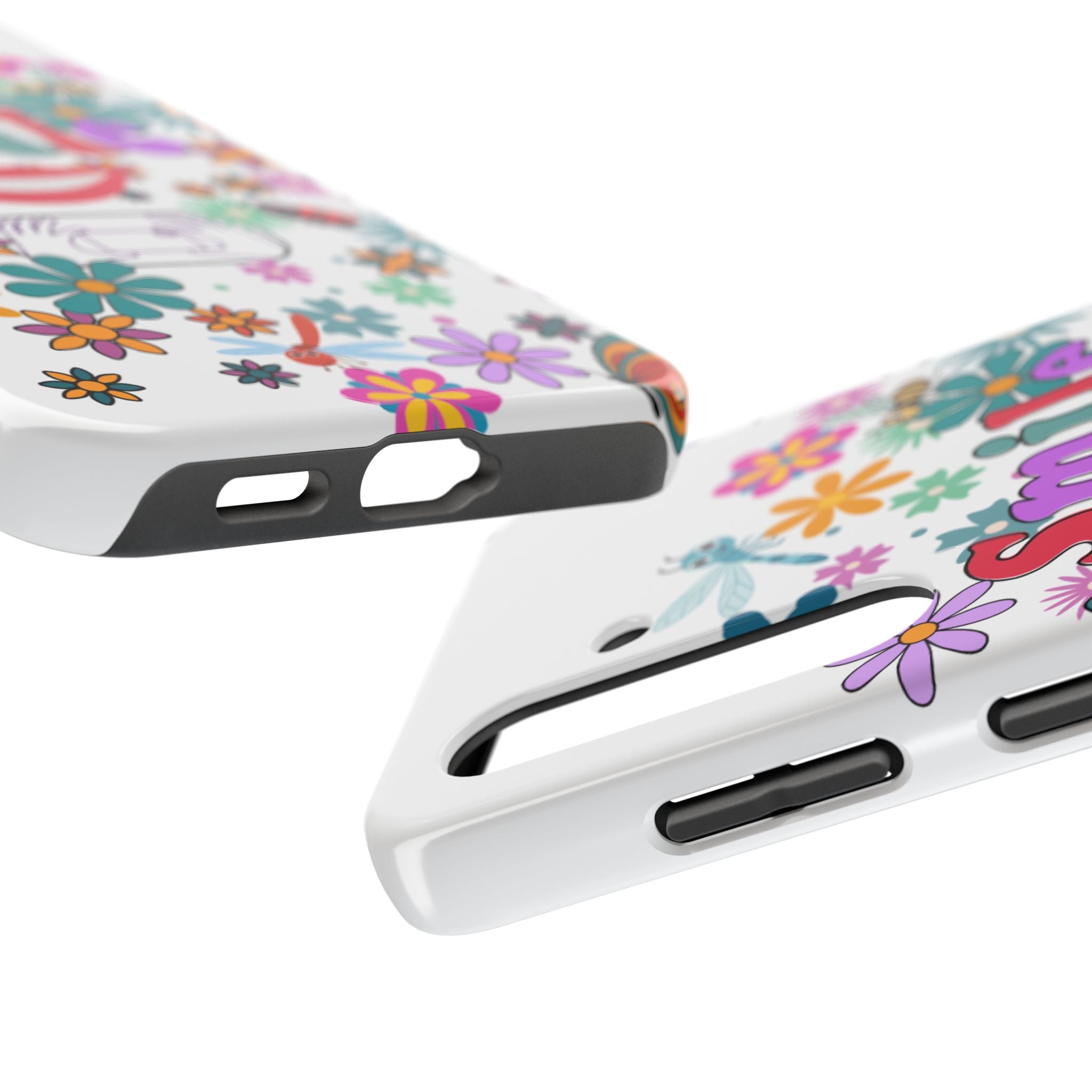 Smile Floral Phone Case — Colorful Retro Flower Power Protective Case